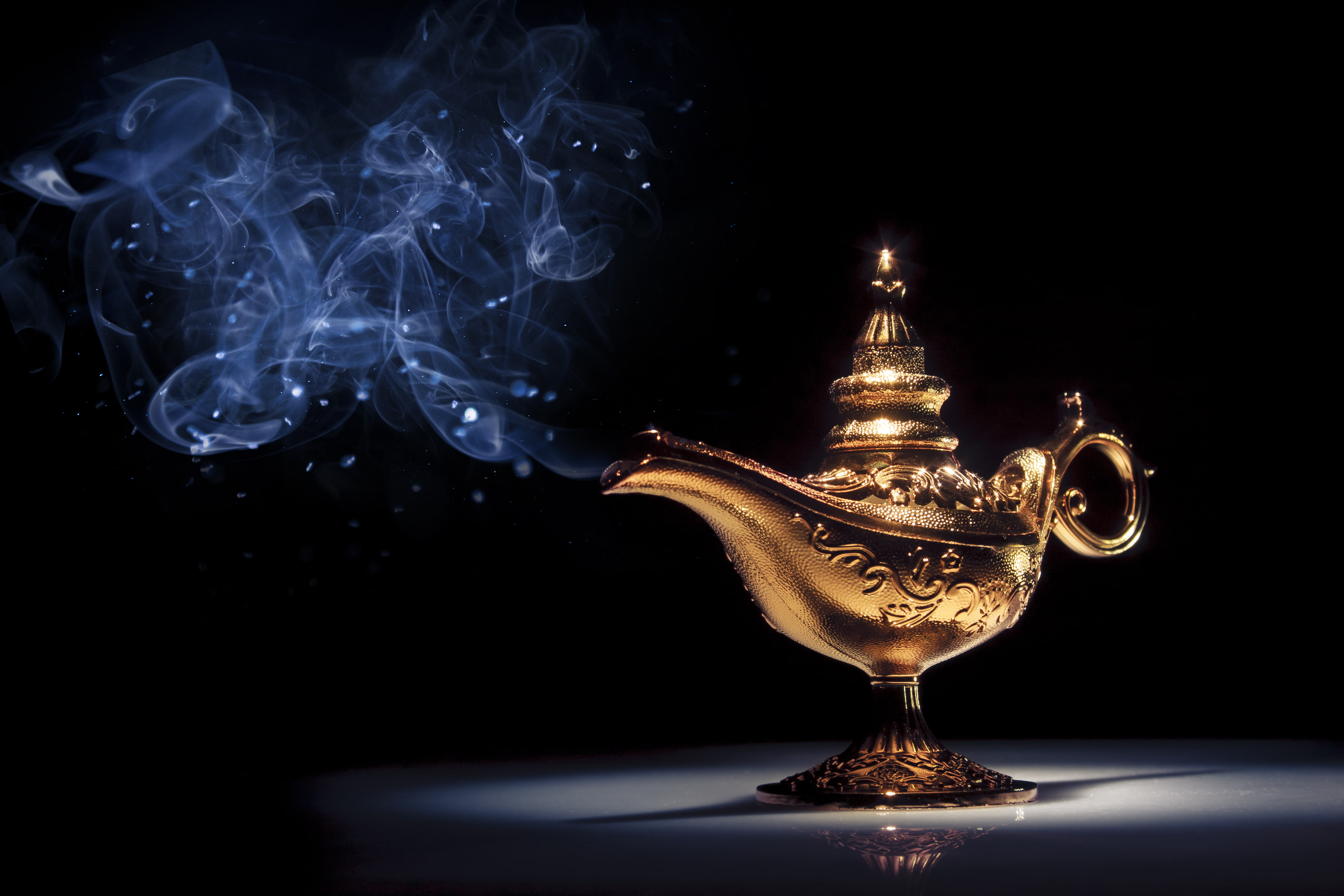 gold Colored, burning, creativity, black Color, genie, shiny, decoration, smoking issues, electric Lamp, smoke - physical structure, still life, gold, cultures, HD Wallpaper