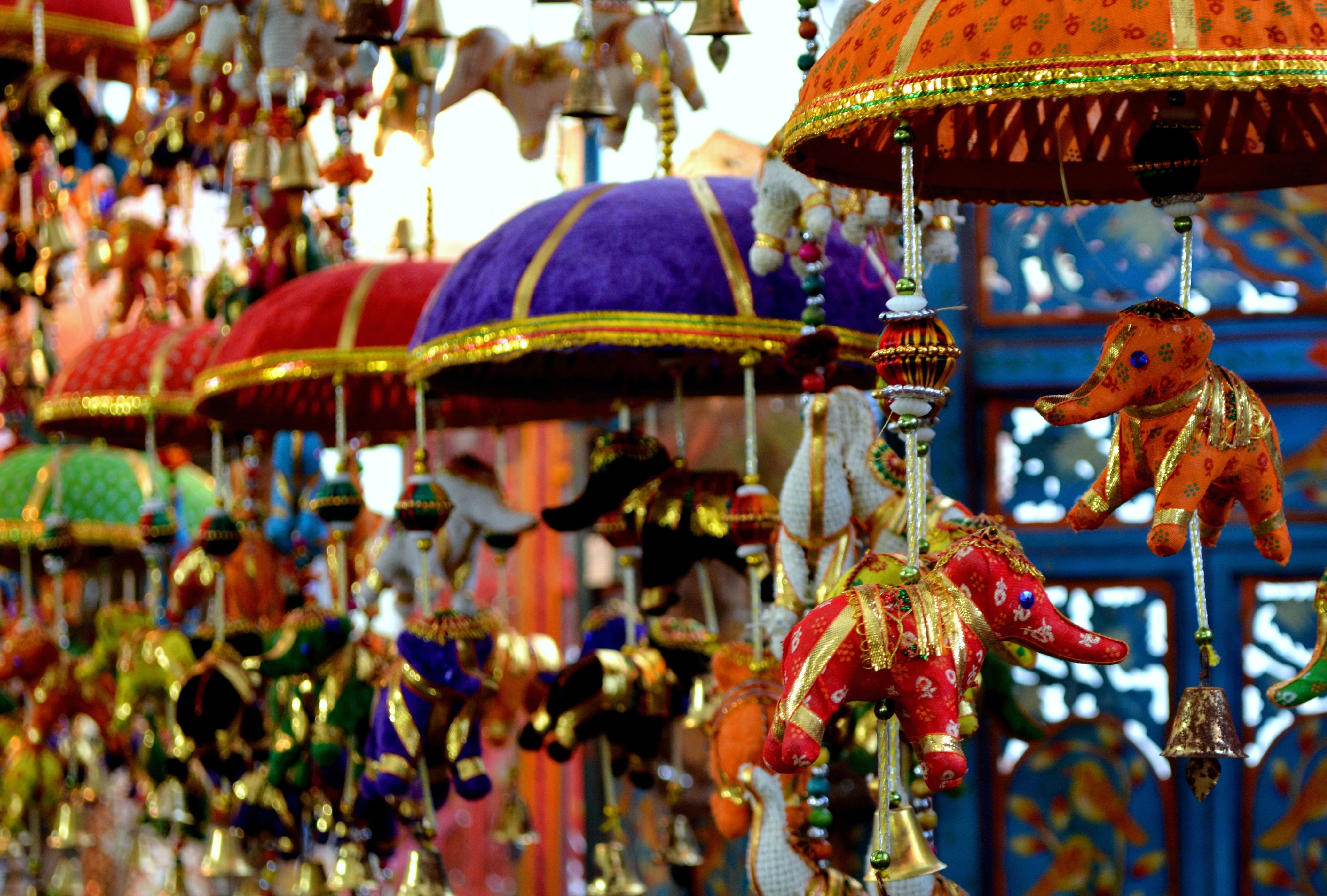 orange, india, arts culture and entertainment, market, violet, deepavali, animal themes, art and craft, plush, colorful, blue, asia, day, close-up, selective focus, HD Wallpaper