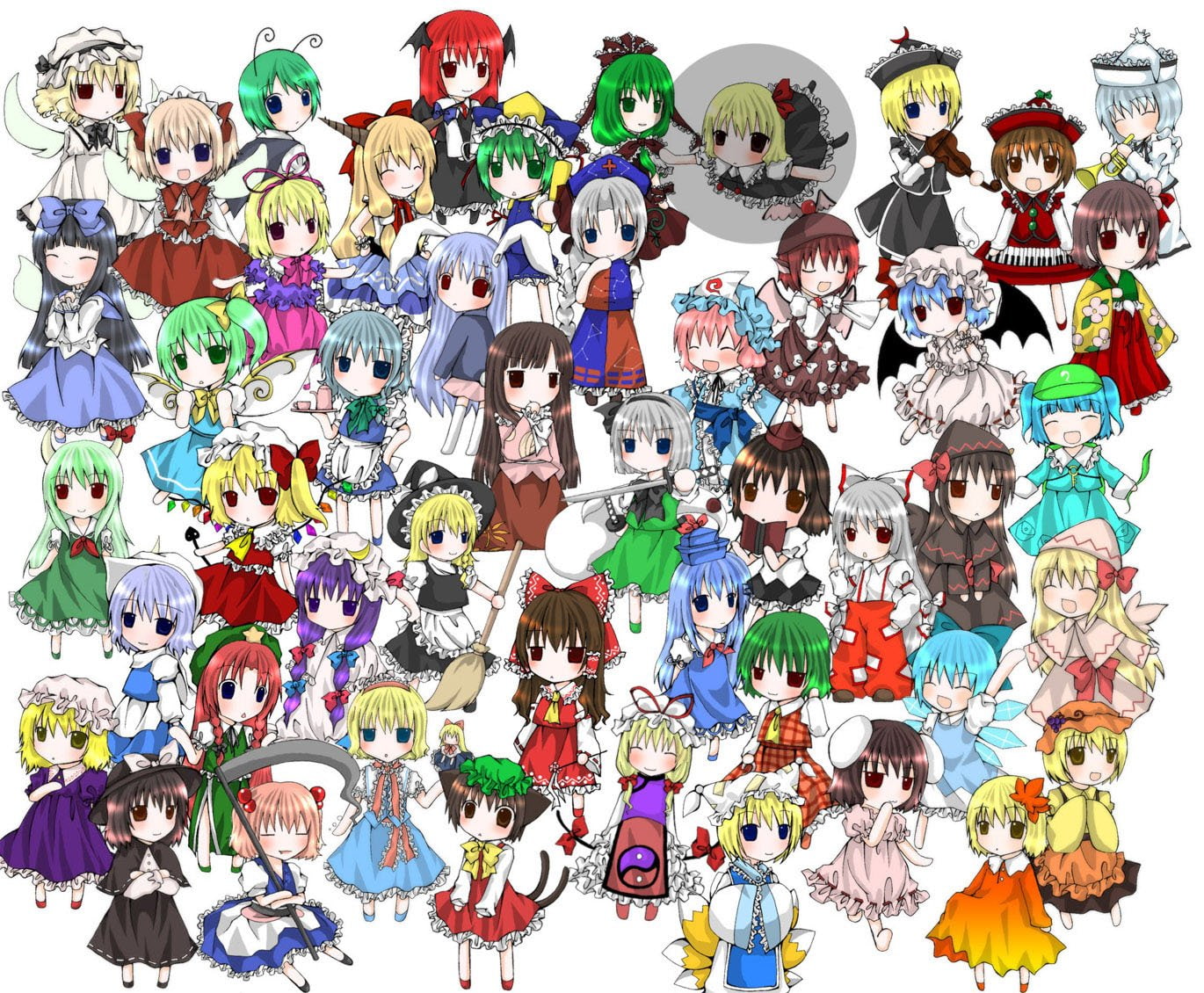 Luna Child, Ran Yakumo, Remilia Scarlet, Merlin Prismriver, Mystia Lorelei, Eiki Shiki, Shizuha Aki, 720P, Lily Black, Suika Ibuki, Yuyuko Saigyouji, Flandre Scarlet, HD Wallpaper