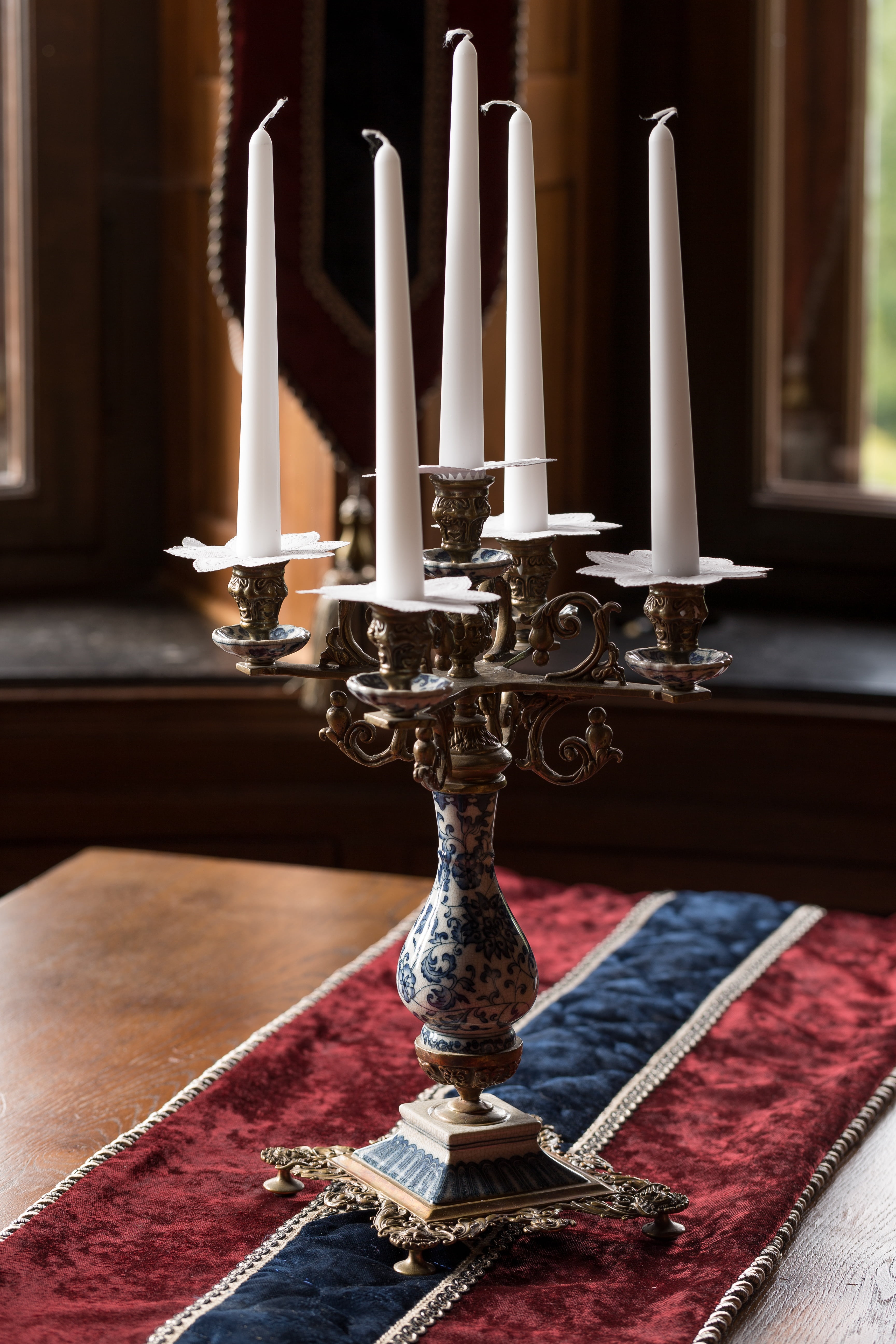 elegant, indoors, close-up, lighting equipment, 5K, built structure, antique, interior, candles, candlestick holder, selective focus, day, wood - material, Phone HD Wallpaper