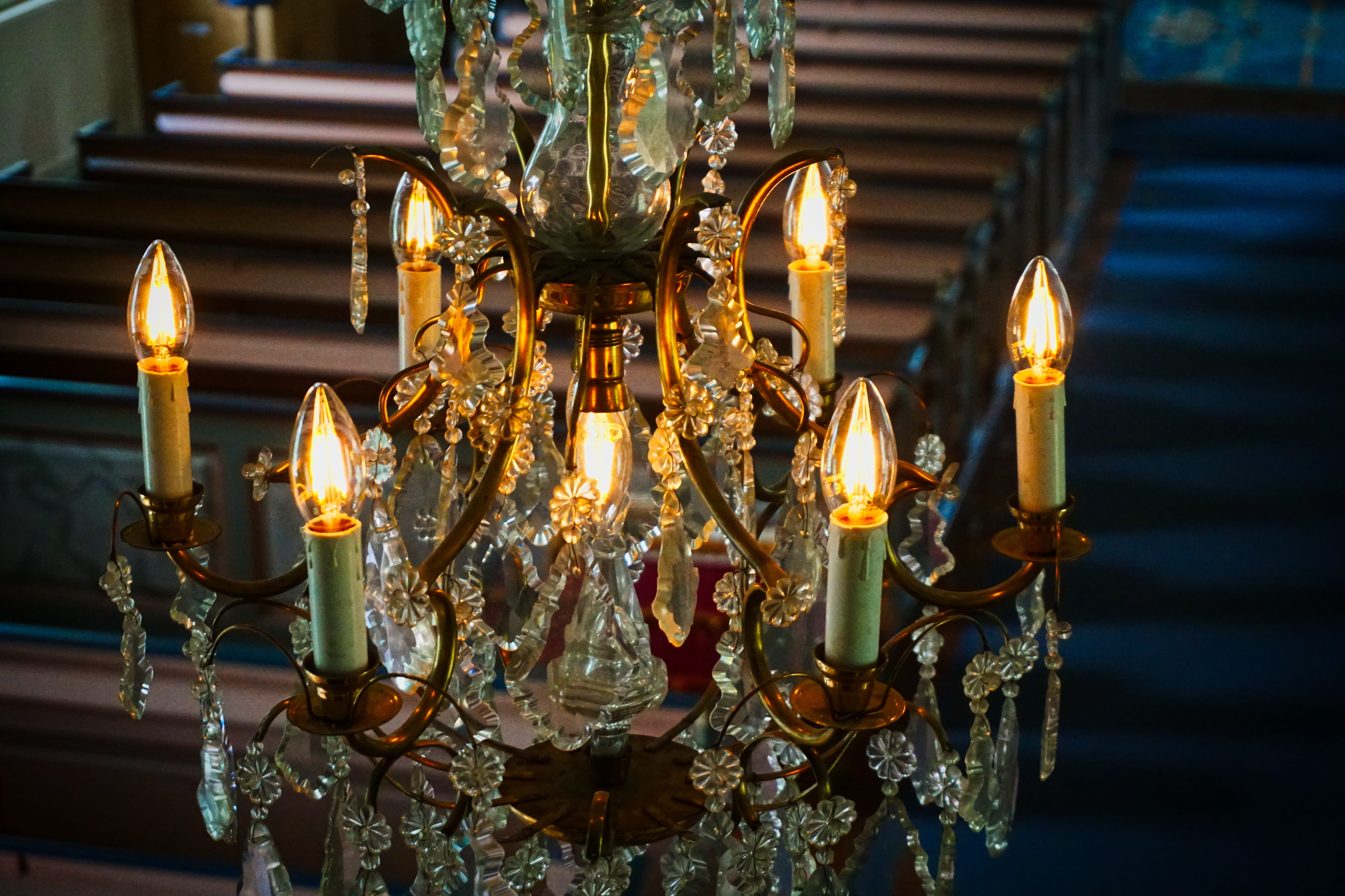 lighting equipment, candlestick holder, glass, illuminated, germany, crystal, historically, close-up, old, places of interest, decoration, historical, dark, HD Wallpaper