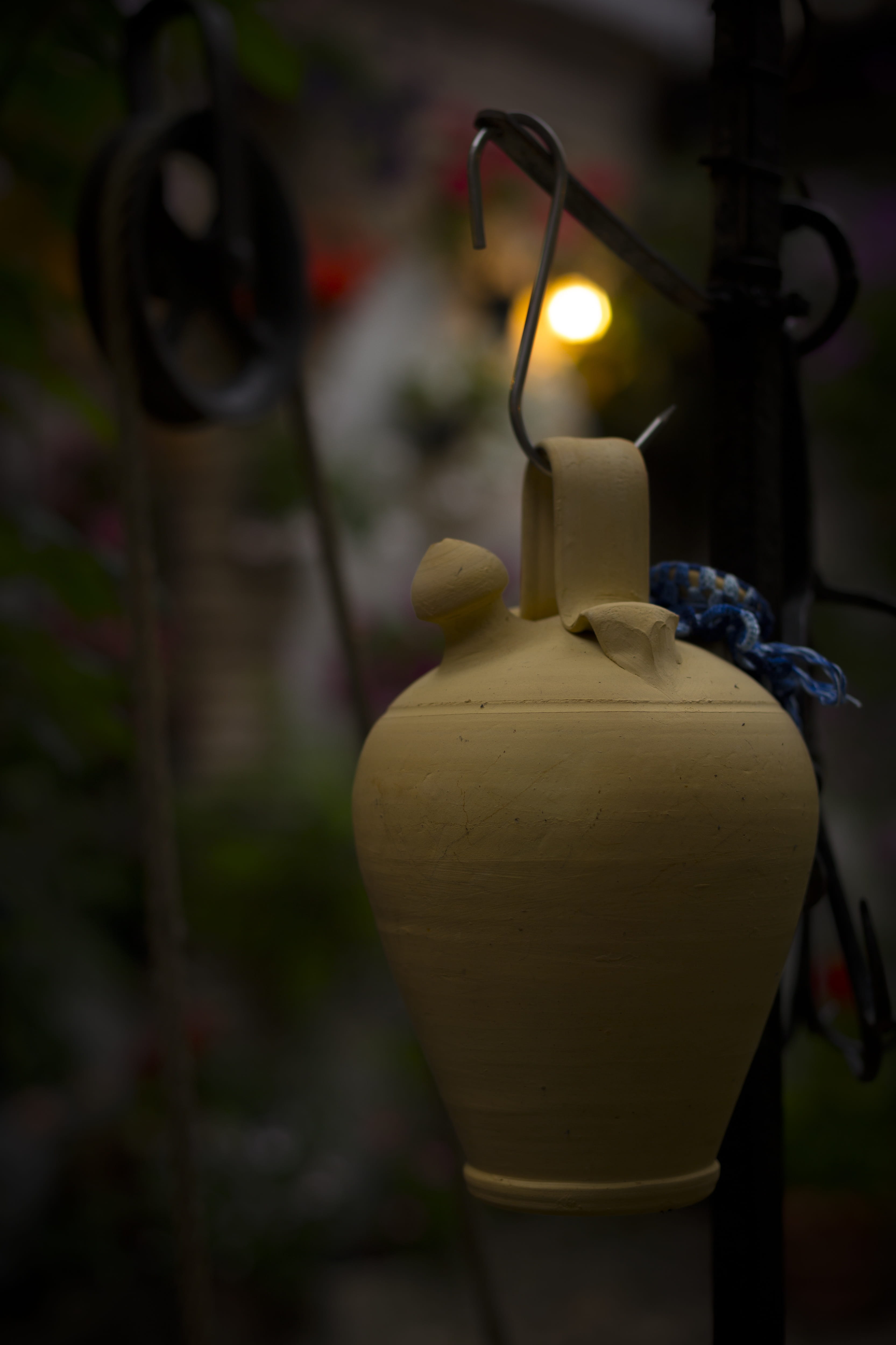food, art and craft, patios de córdoba, lighting equipment, glowing, candle, Well, Patio, Botijo, no people, flame, nature, De Córdoba, focus on foreground, Phone HD Wallpaper