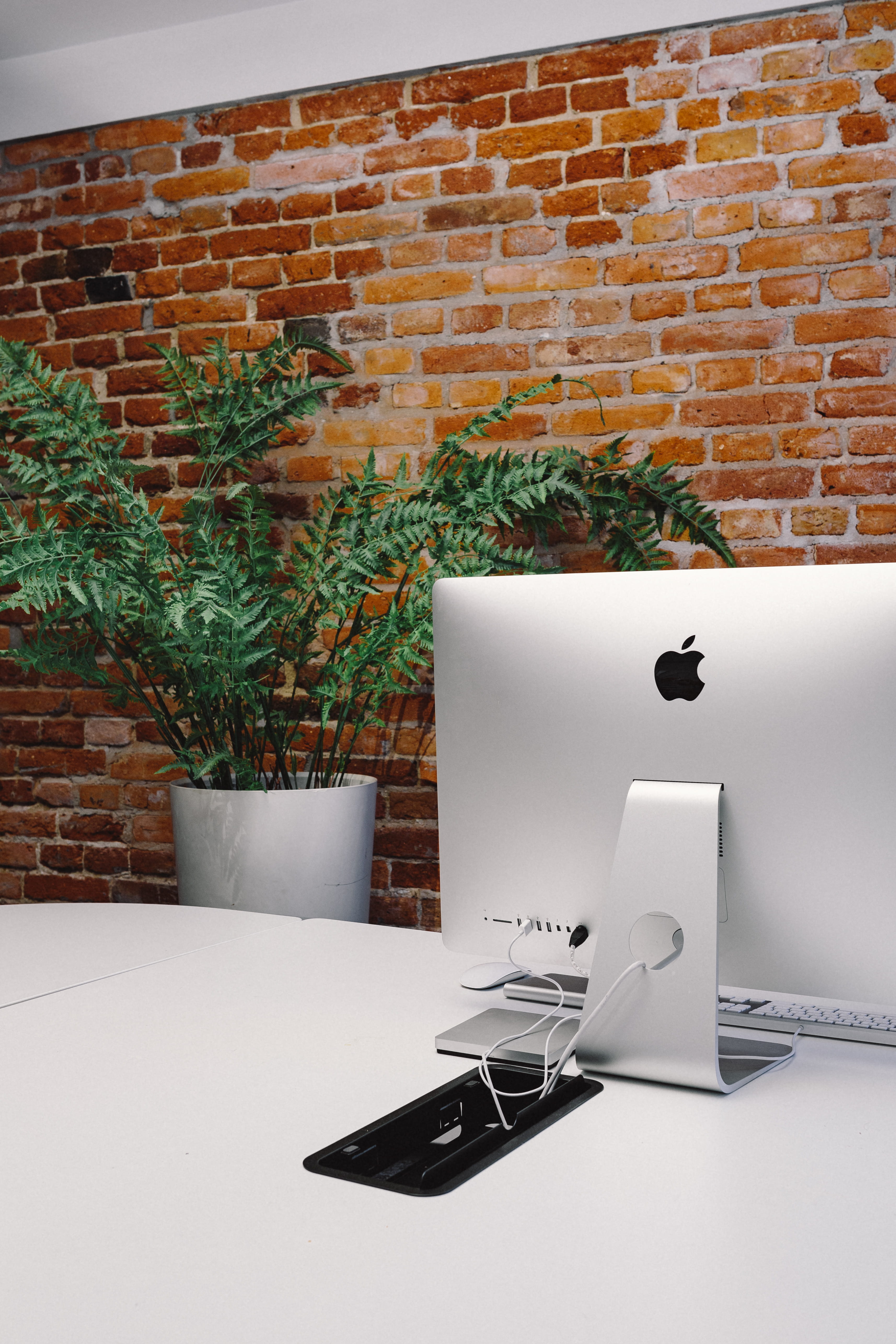 day, 5K, white color, communication, table, plant, connection, iMac, wall - building feature, wall, office, old, business, domestic Room, wireless technology, Phone HD Wallpaper