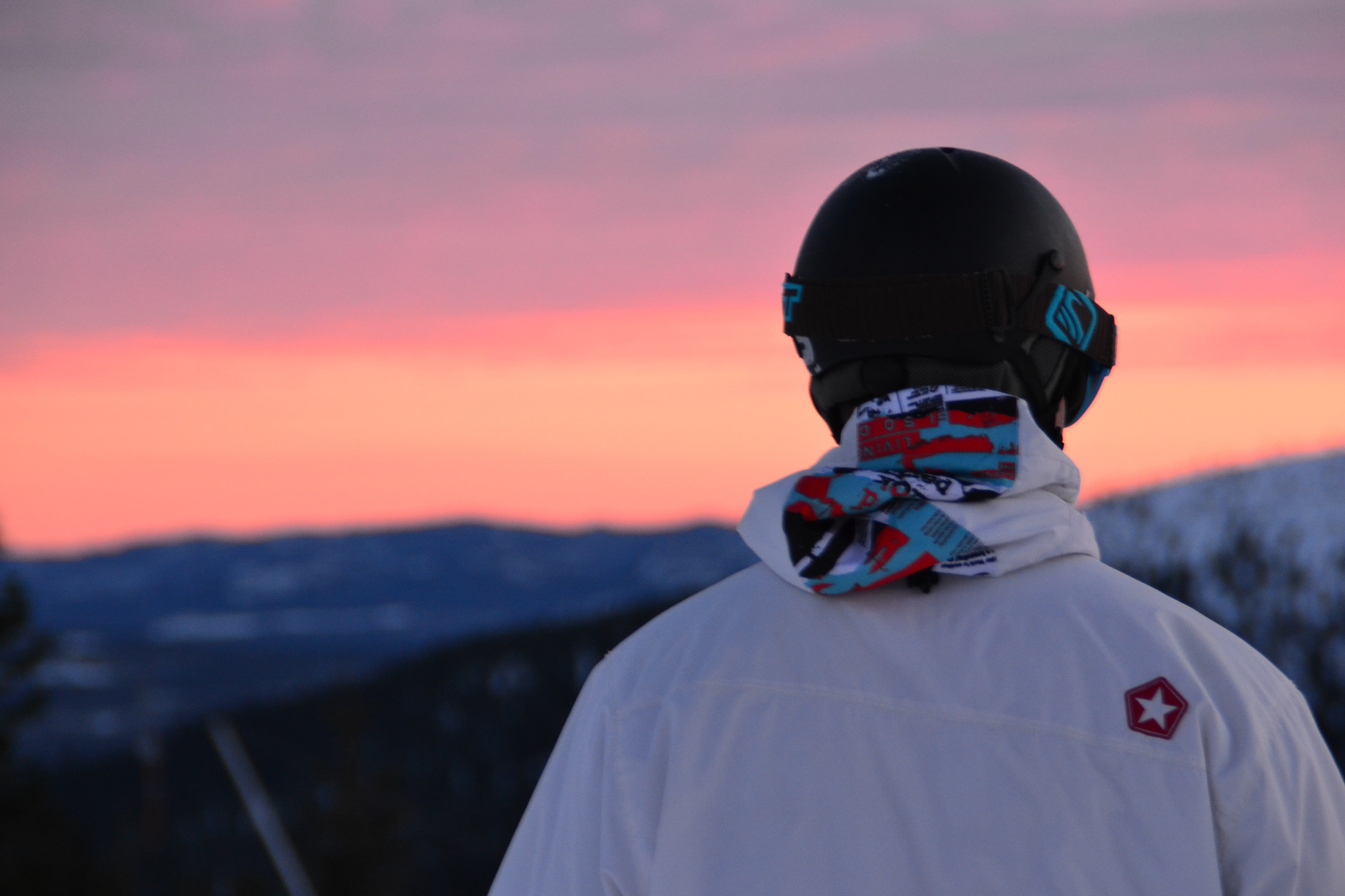 focus on foreground, orange color, cold, one person, helmet, 4K, rear view, nature, child, security, headwear, ski lift, landscape, leisure activity, sky, HD Wallpaper