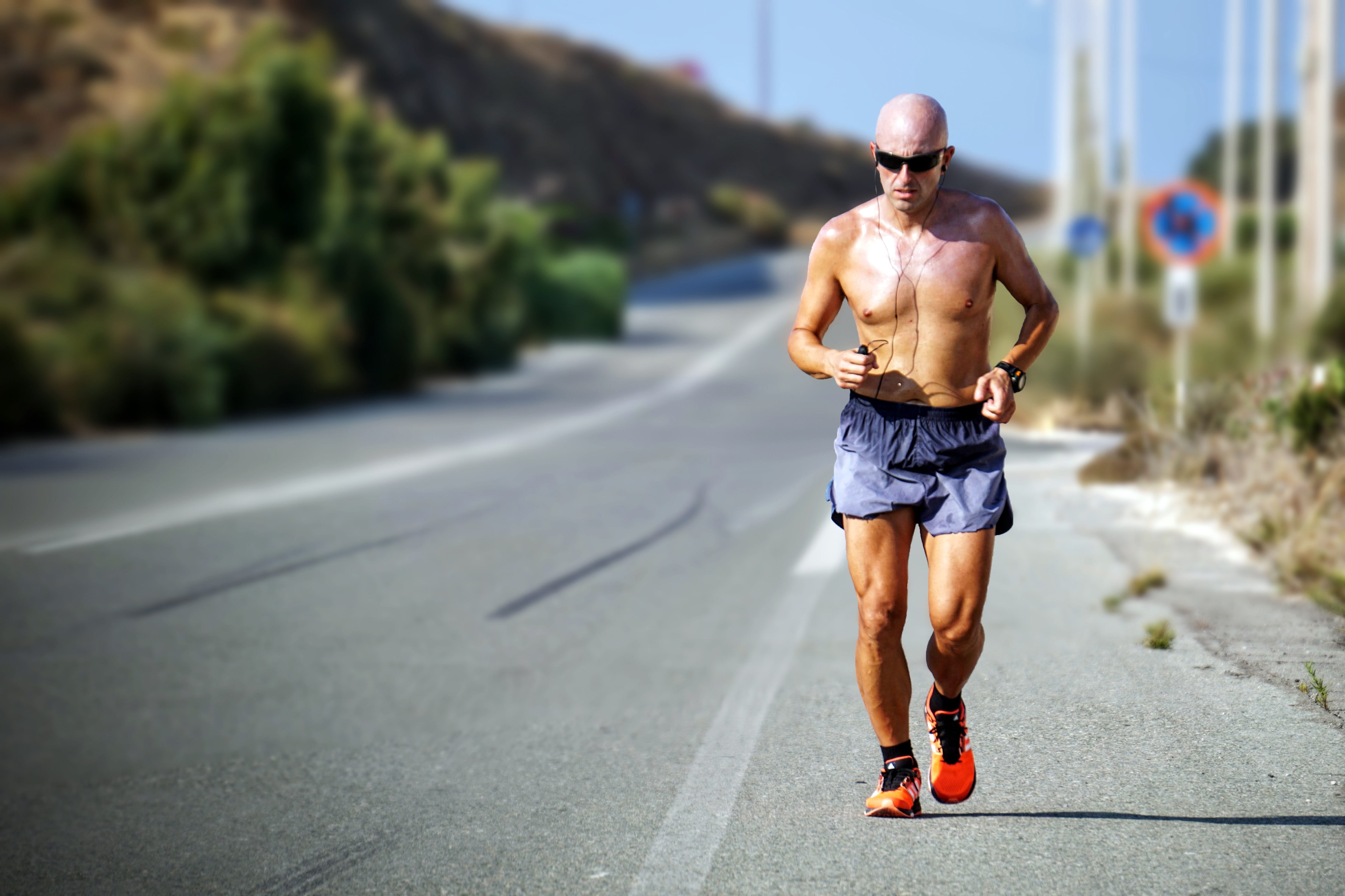 healthy lifestyle, day, man, exercise, shirtless, transportation, road, men, leisure activity, sport, run, beside, shorts, outdoors, one person, running, HD Wallpaper