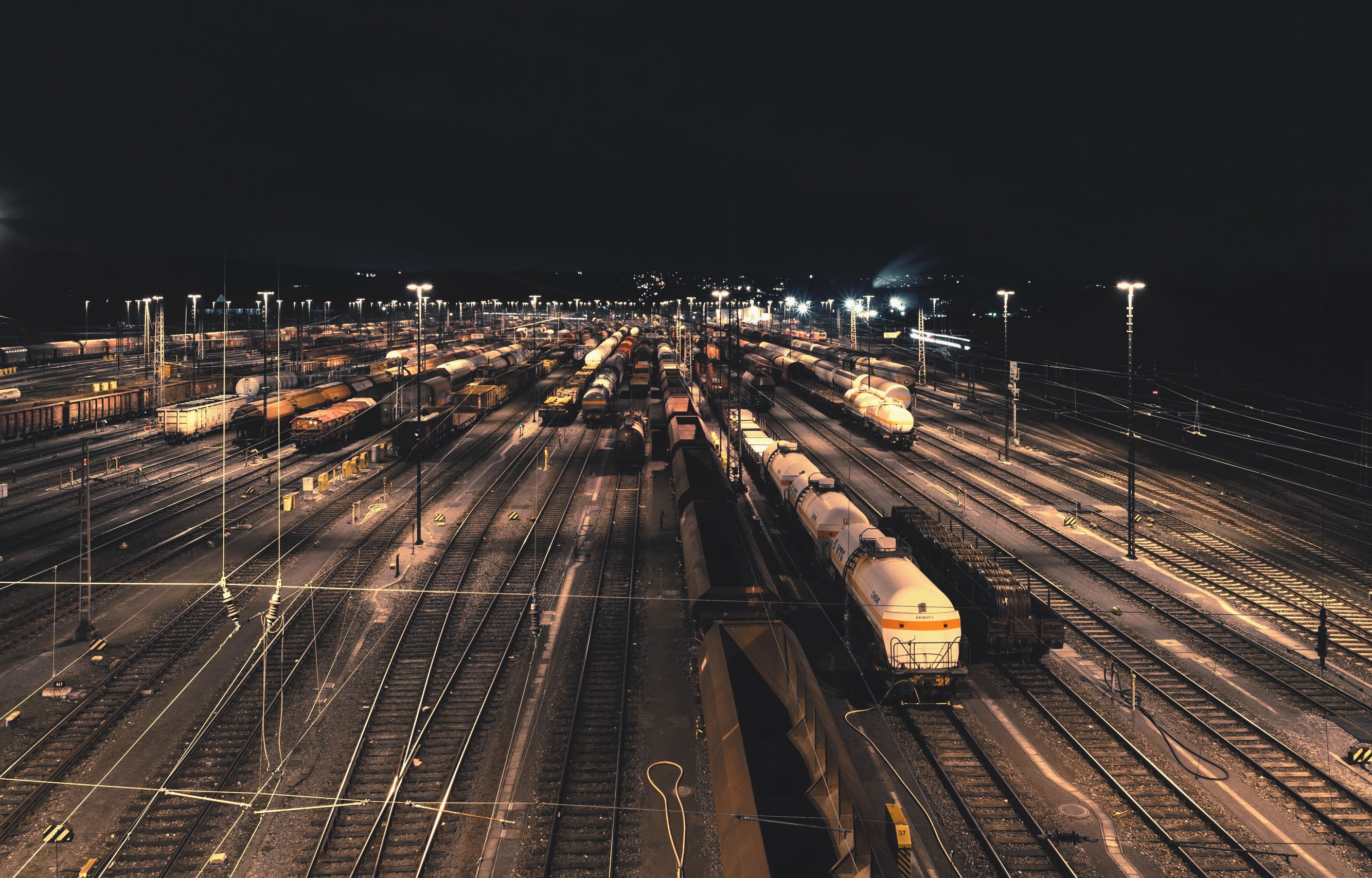 2K, train, railway, vehicle, night, HD Wallpaper
