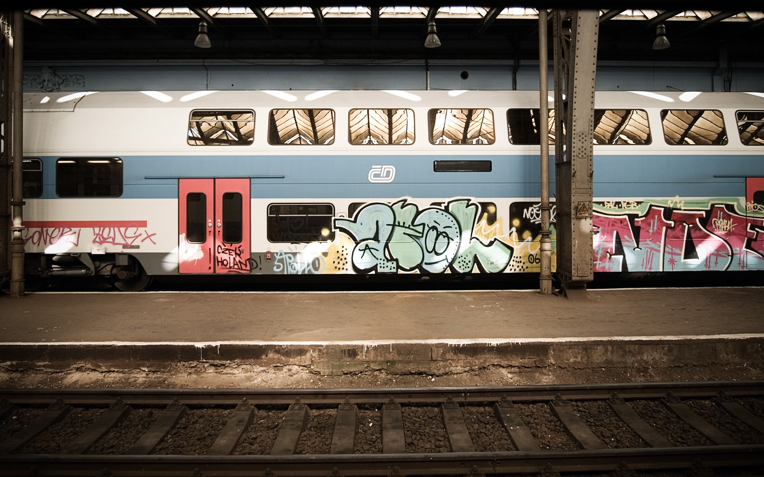 vehicle, graffiti, 2K, railway, train, HD Wallpaper