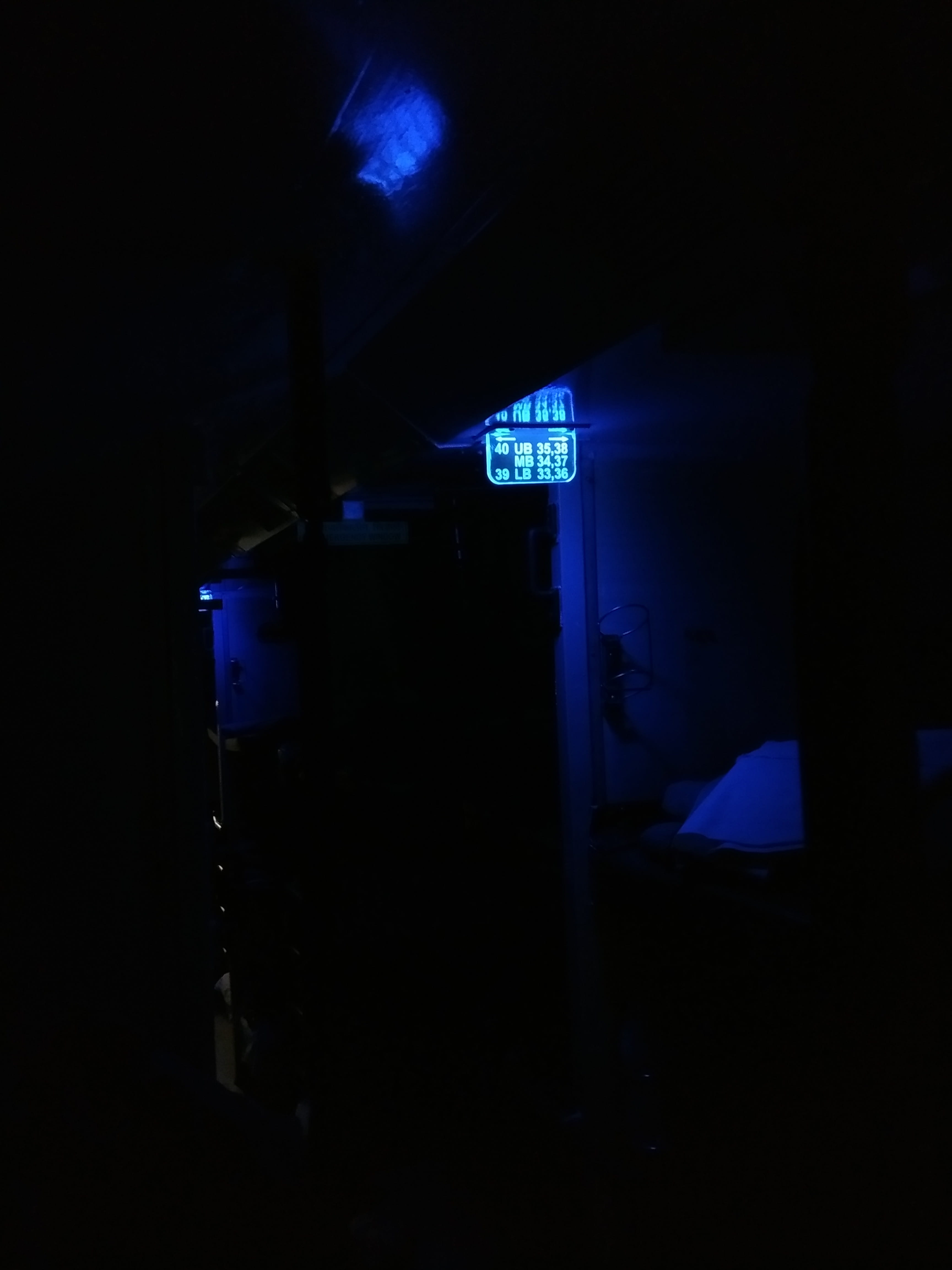 illuminated, 4K, light - natural phenomenon, night, ac coach, text, western script, spooky, indoors, blue, no people, architecture, guidance, trains, indian railways, Phone HD Wallpaper