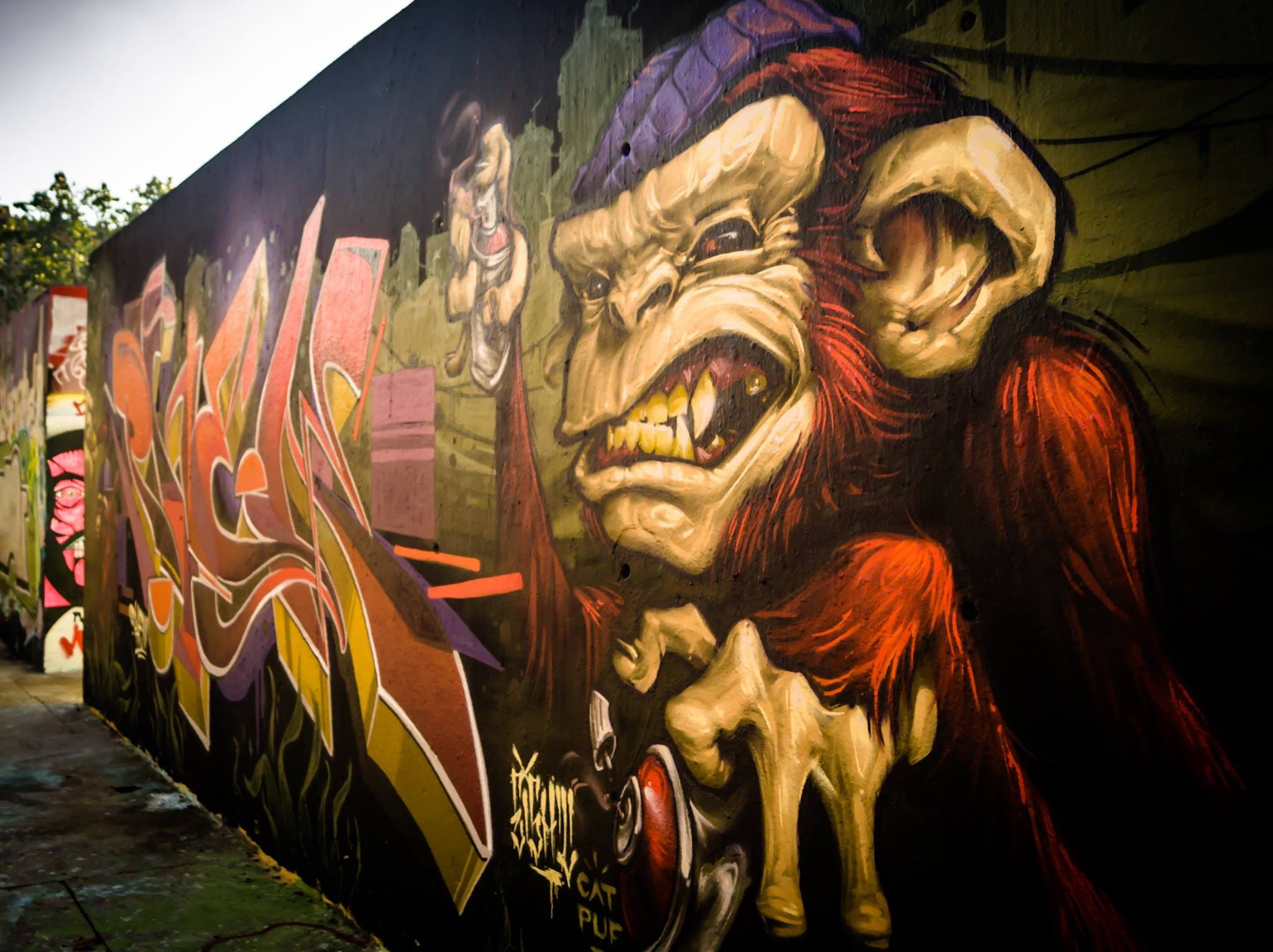 architecture, no people, day, spirituality, art and craft, craft, abstract, human representation, statue, monkey, grafitti wall, wall, outdoors, creativity, HD Wallpaper