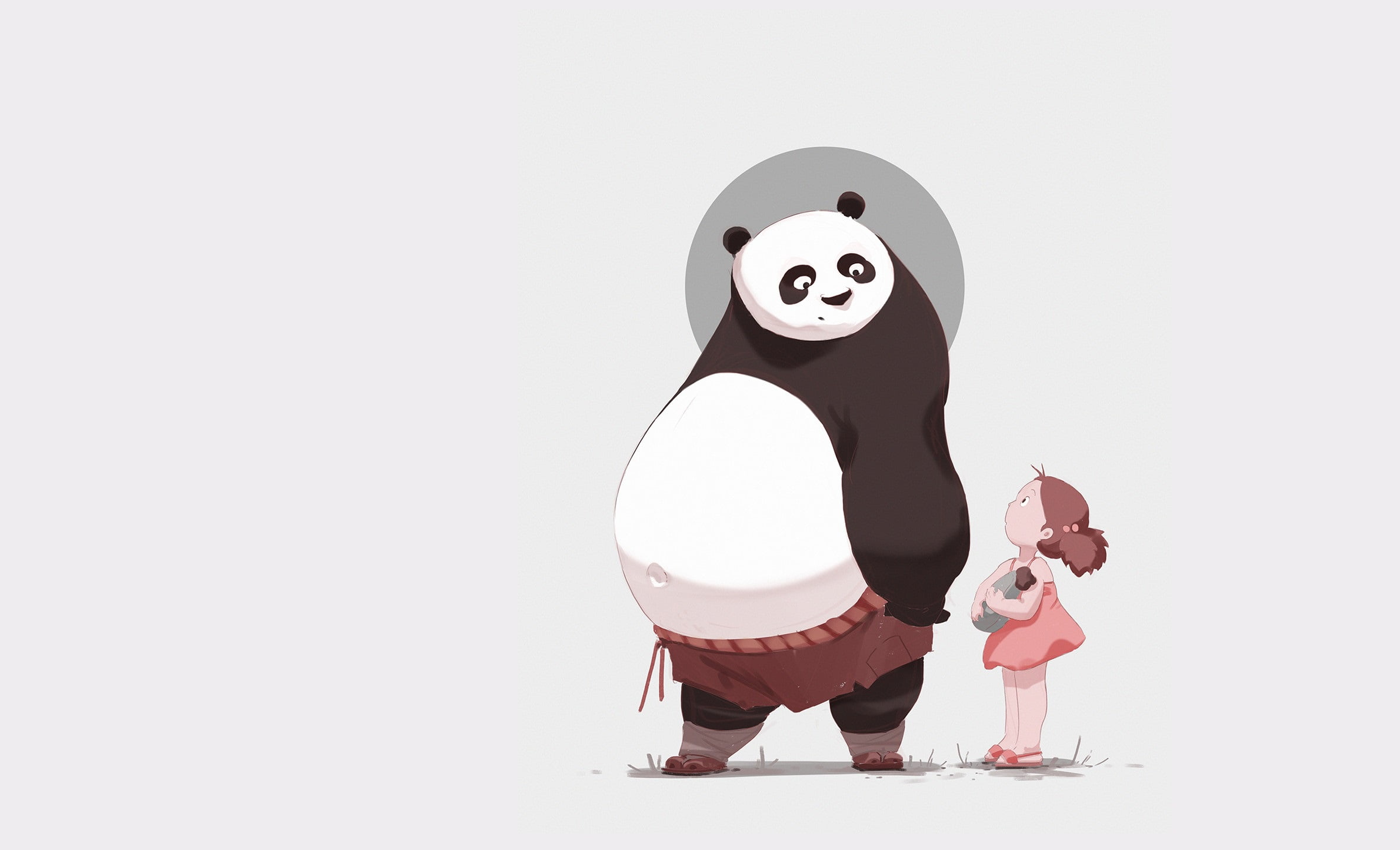 1080P, anime, art, girl, 313/365 My neighbor Po, childrens, Panda, Atey Ghailan, minimalism, HD Wallpaper