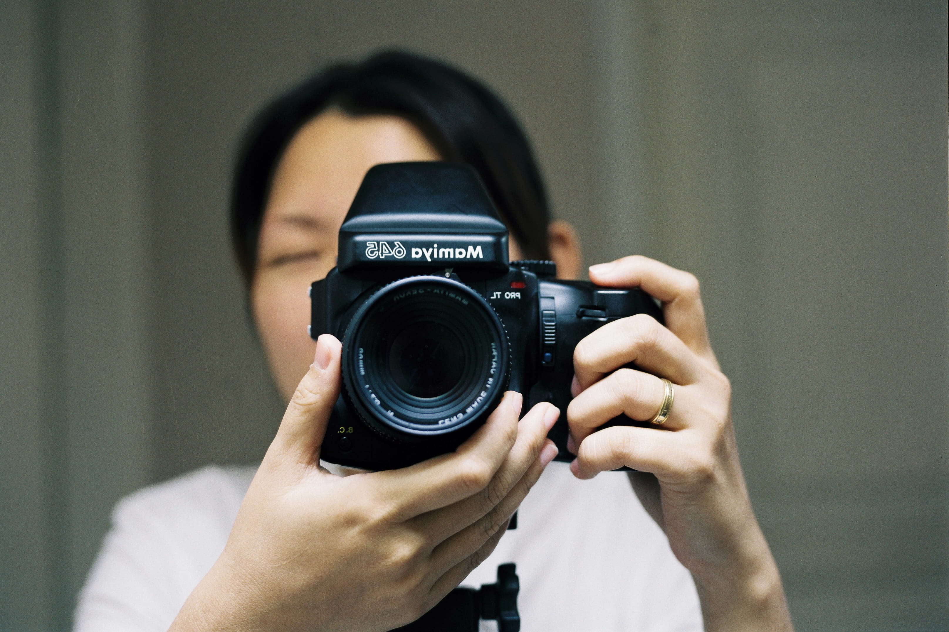holding, mirror, woman, asian, film, bokeh, portrait, adult, camera, headshot, indoors, 2K, photographic equipment, technology, digital camera, lens - optical instrument, HD Wallpaper