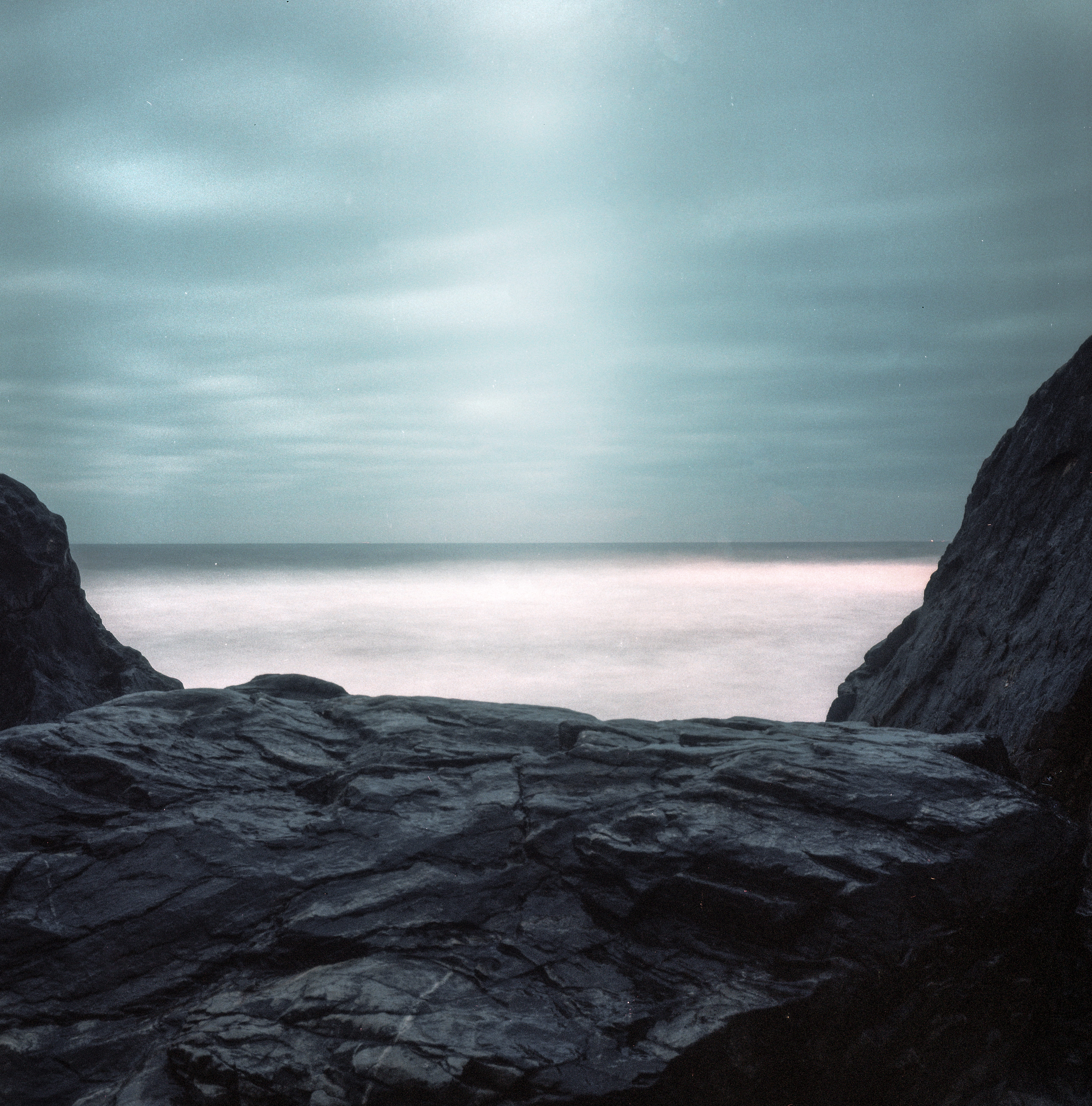 nature, horizon, rock - object, rock, beauty in nature, film, tranquil scene, tranquility, sky, sea, no people, non-urban scene, cloud - sky, water, 5K, Phone HD Wallpaper