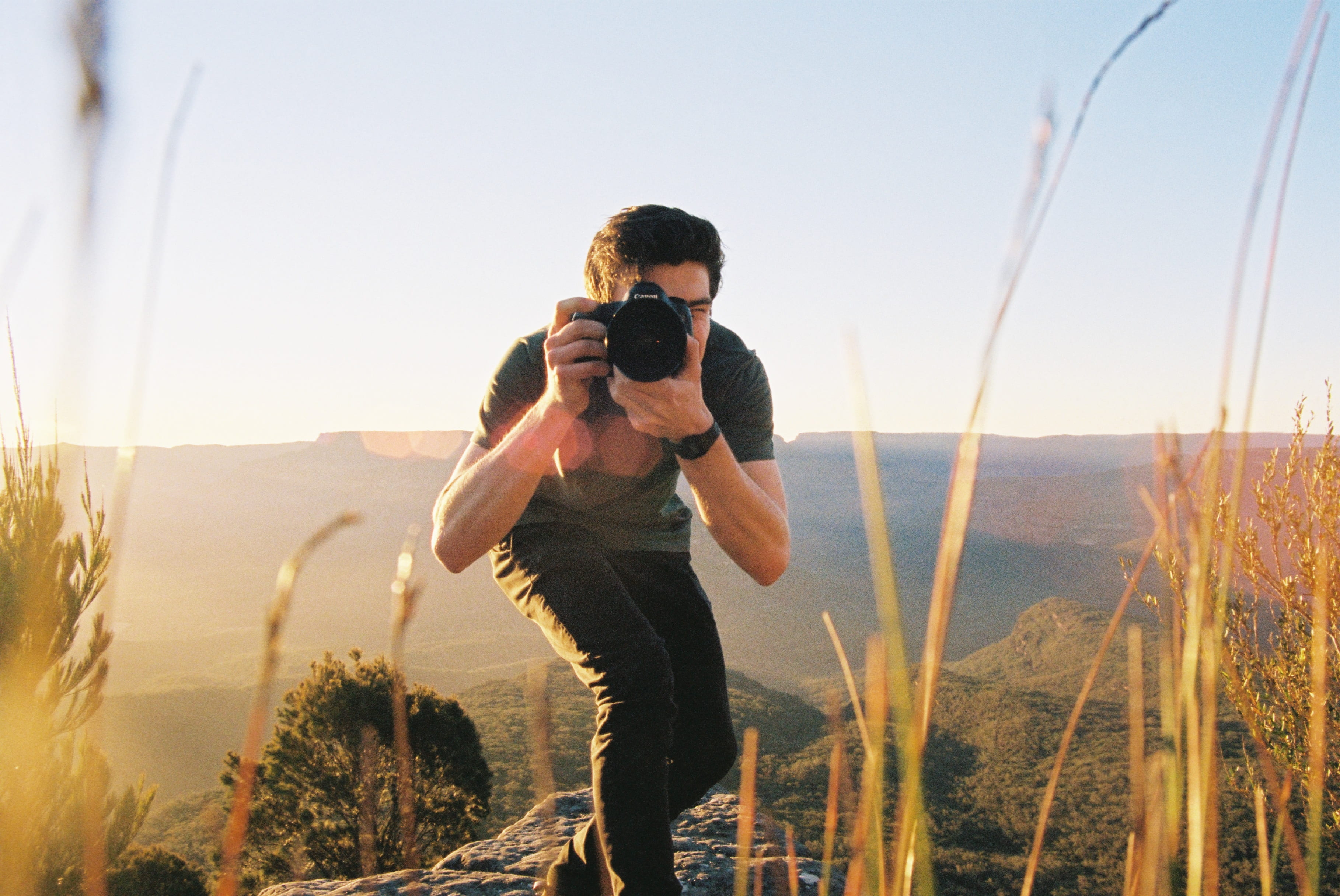 camera - photographic equipment, real people, one person, photography themes, tree, kodak, near, nature, photographing, cliff, 2K, portrait, outdoors, HD Wallpaper