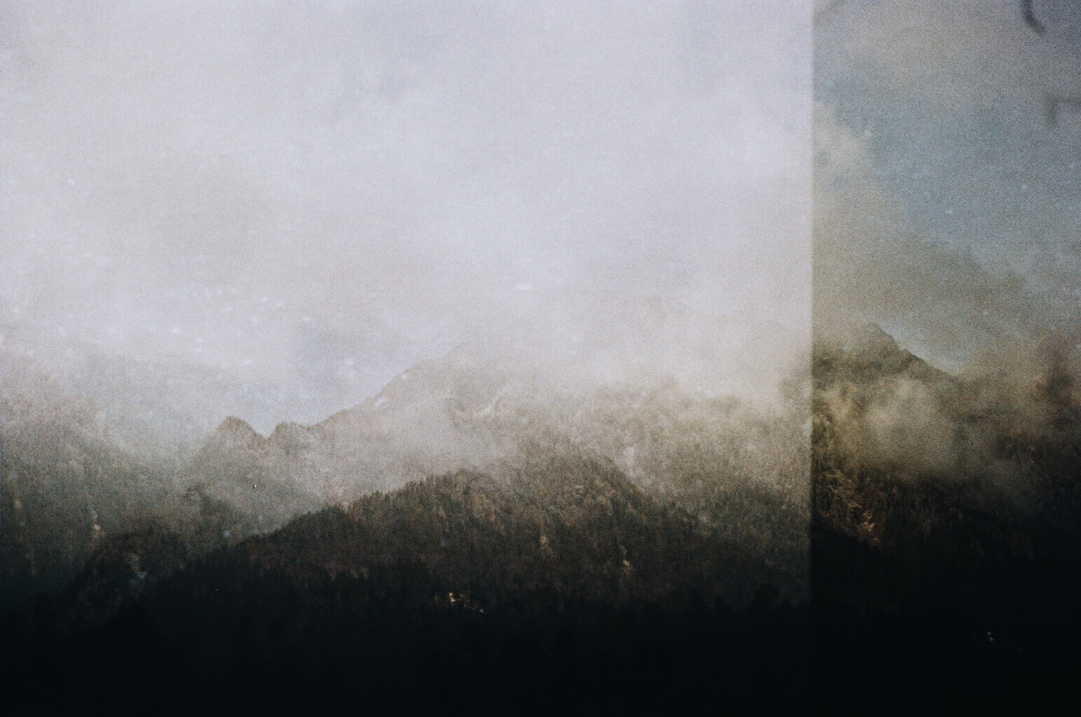 carpati, doubleexposure, abstract, retro Styled, analog, backgrounds, textured Effect, 35mm, mountains, sky, forest, lonf exposure, film, outdoors, 4K, HD Wallpaper