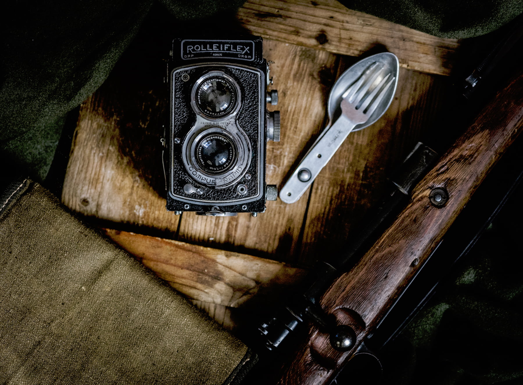 equipment, metal, wood, damaged, brown, fork, close-up, old, plank, spoon, technology, container, rolleflex, black, shoot, rolleiflex, utility, camera, HD Wallpaper