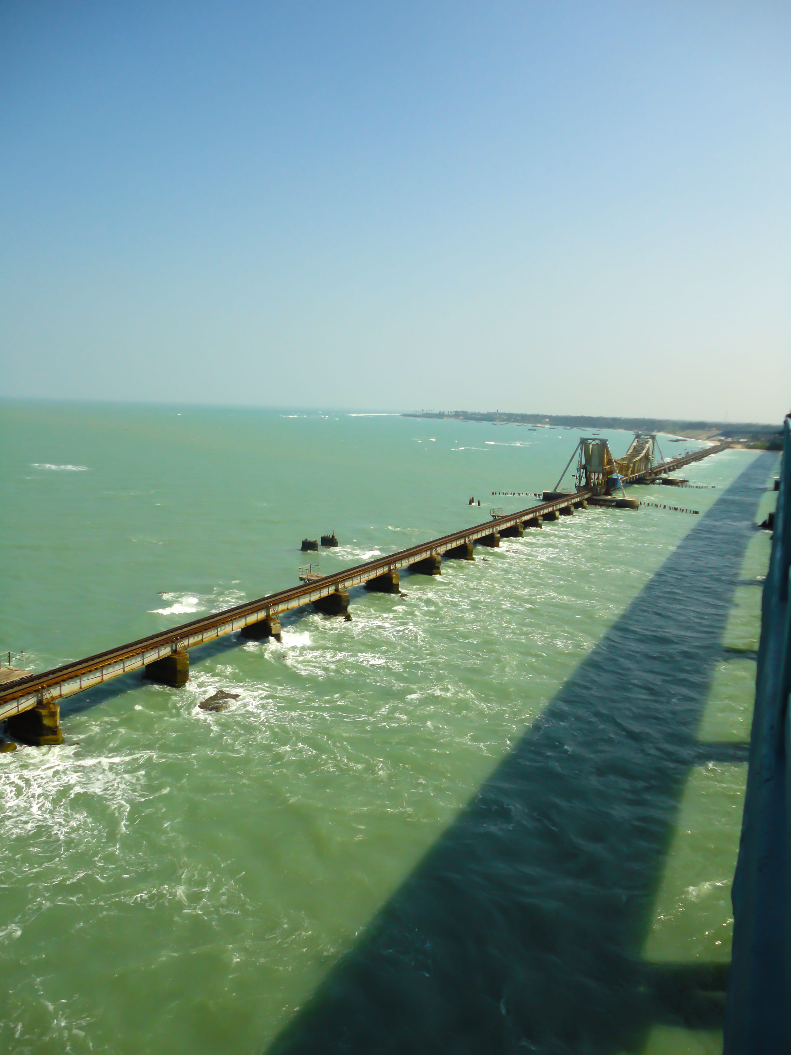 rameshwaram, sunlight, horizon over water, ocean, pamban, nature, blue, island, tranquil scene, train, history, railway, beauty in nature, no people, copy space, Phone HD Wallpaper