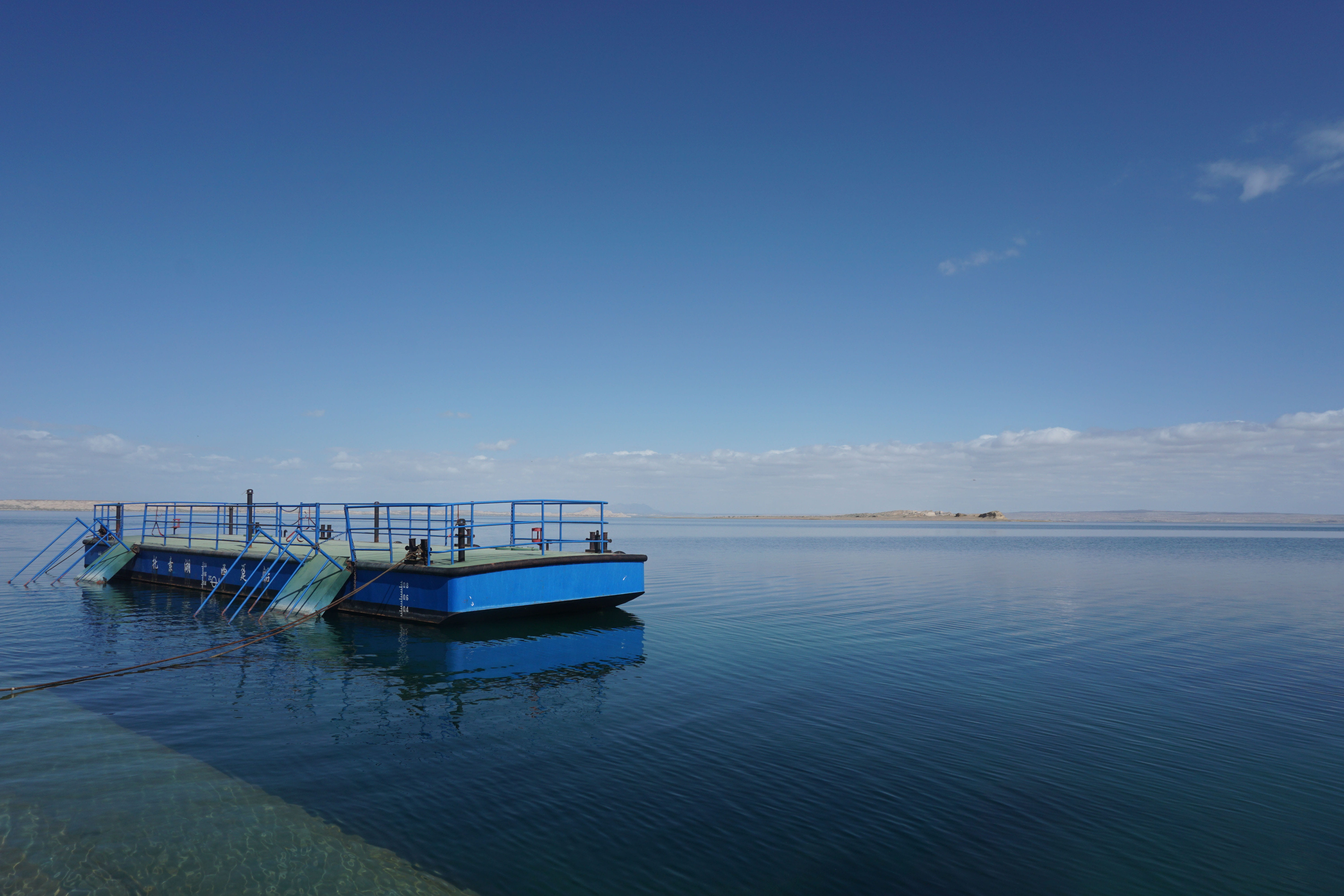 cloud - sky, scenics - nature, anchored, sky, ship, outdoors, mode of transportation, tranquil scene, tranquility, tuosu lake, blue, waterfront, haixi, HD Wallpaper
