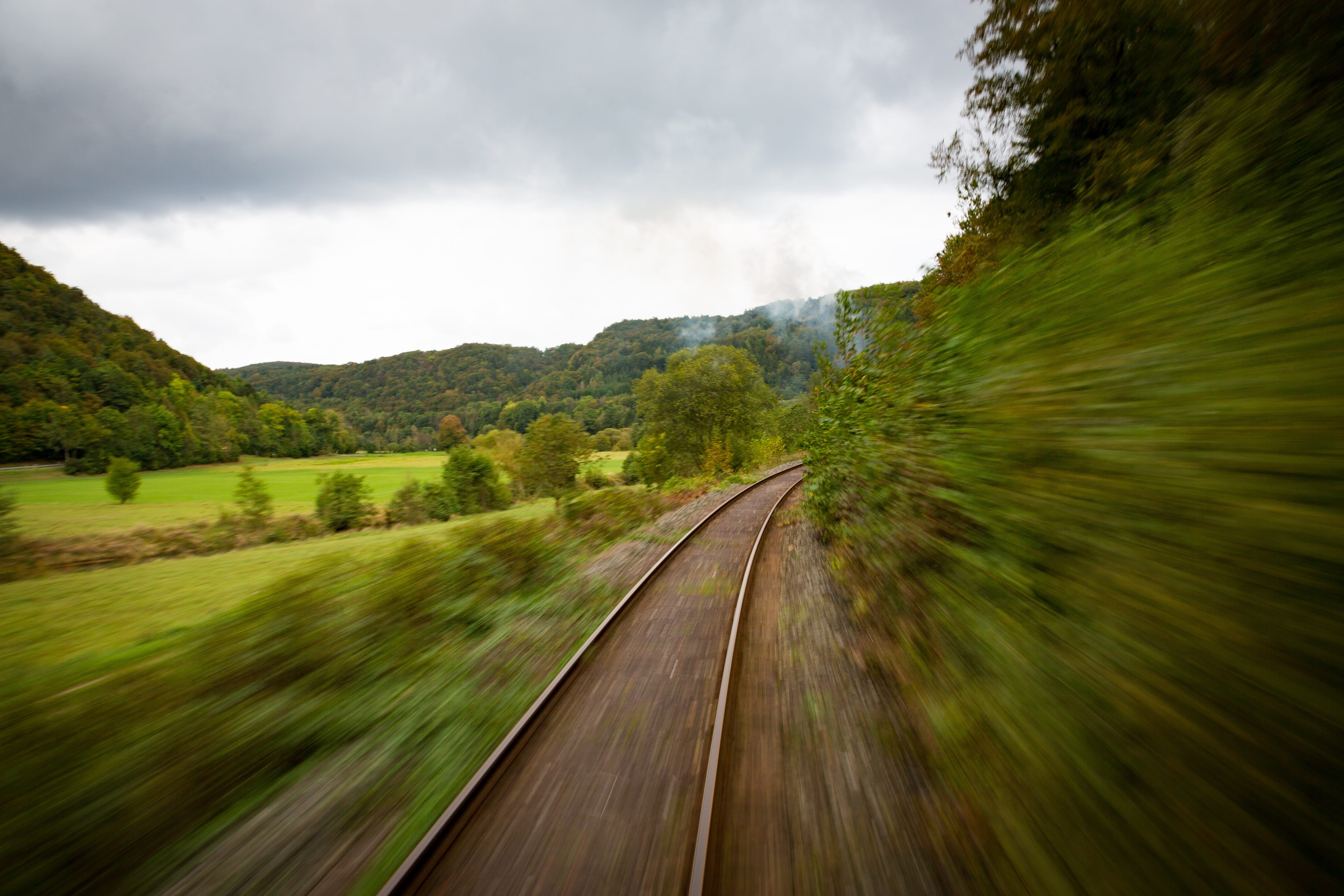 train, cloud - sky, fast, steam locomotive, rail transportation, transportation, track, railroad track, mobile, green, steigerwald, speed, carbon, pebble, HD Wallpaper