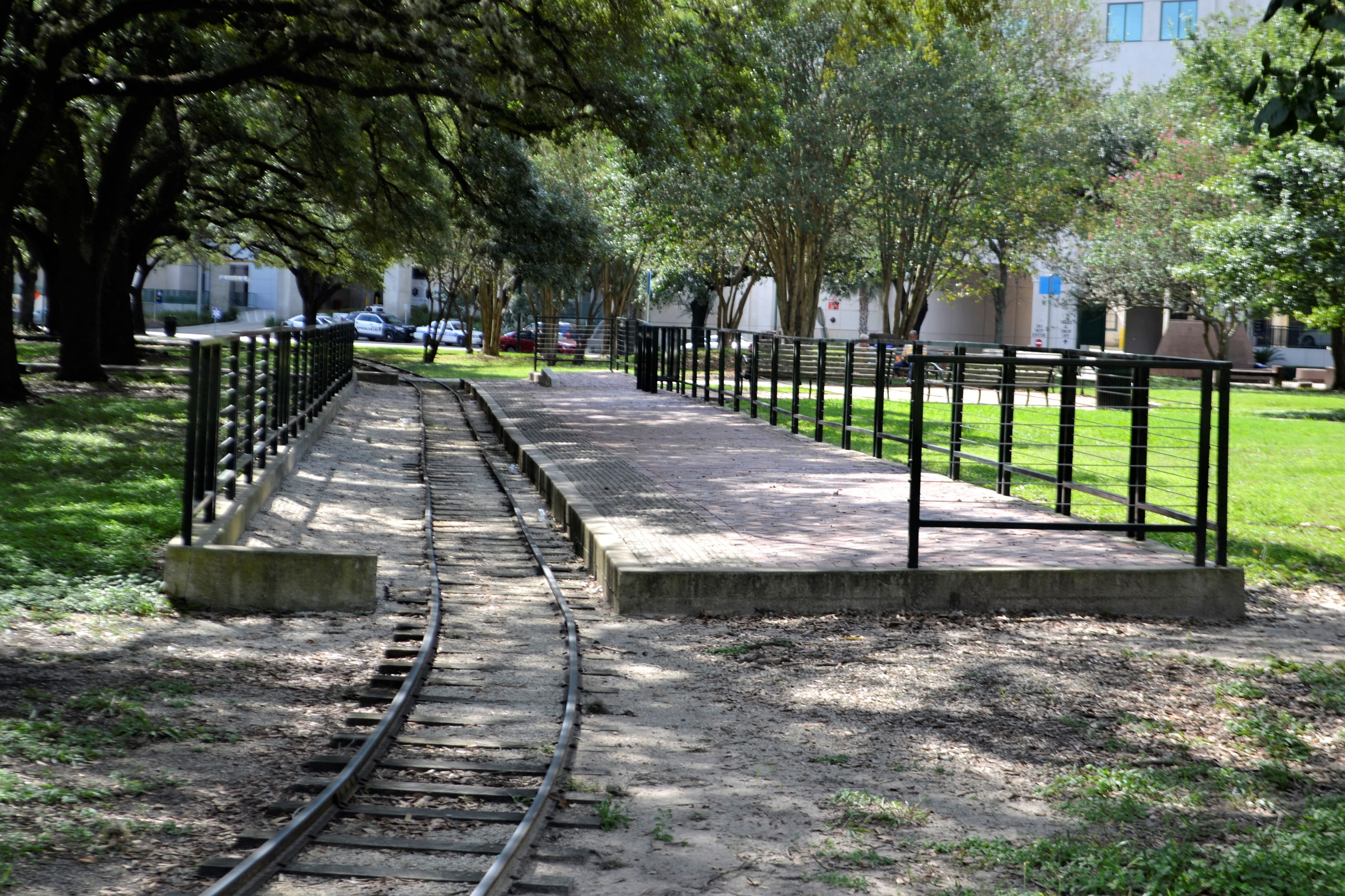 4K, texas, iron, train, treelined, tree, rail transportation, diminishing perspective, track, rail, white, summer, outdoors, sunlight, mode of transportation, HD Wallpaper