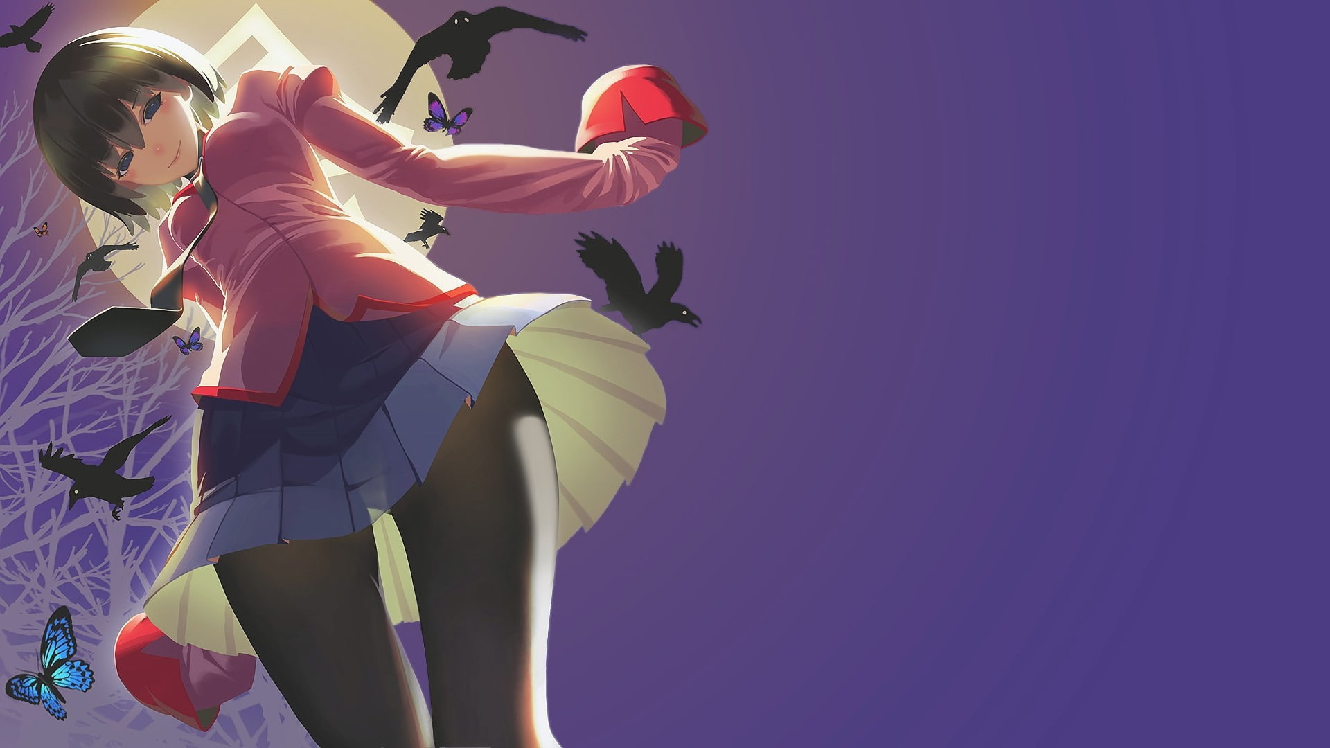 Monogatari Series, sexy anime, Anime Girls, anime, 1080P, Oshino Ougi, School Uniform, Spooky Ougi, HD Wallpaper
