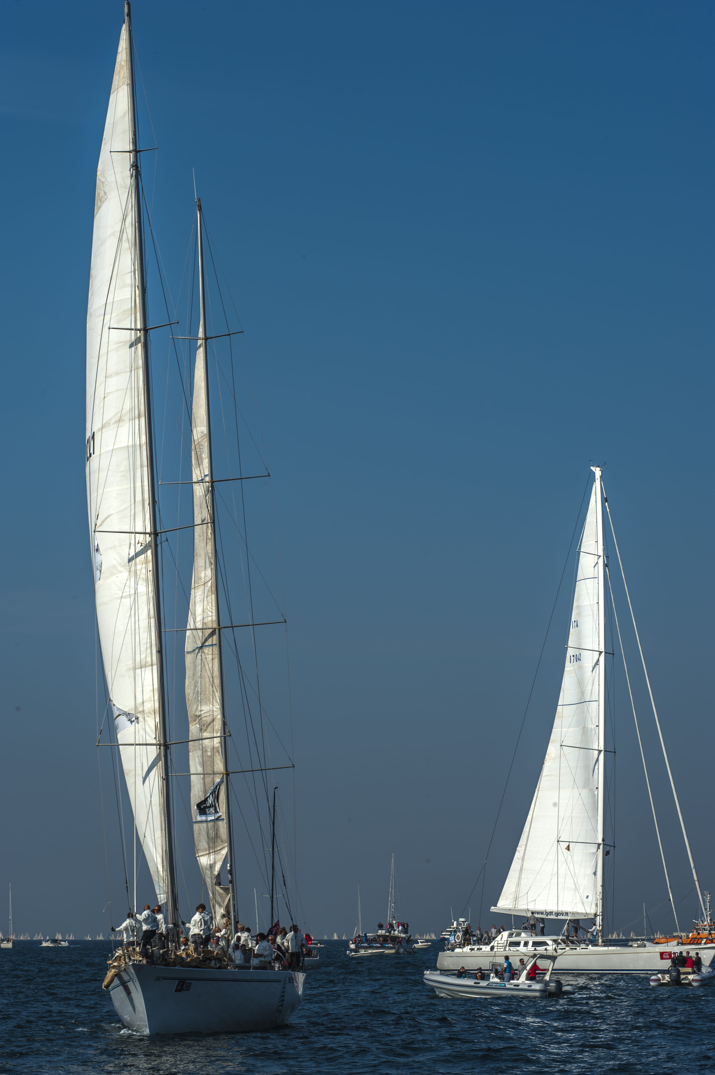 sea, travel, nature, blue, rigging, sailor, outdoors, day, province of trieste, pole, italy, clear sky, mast, nautical vessel, sport, sailboat, luxury, Phone HD Wallpaper