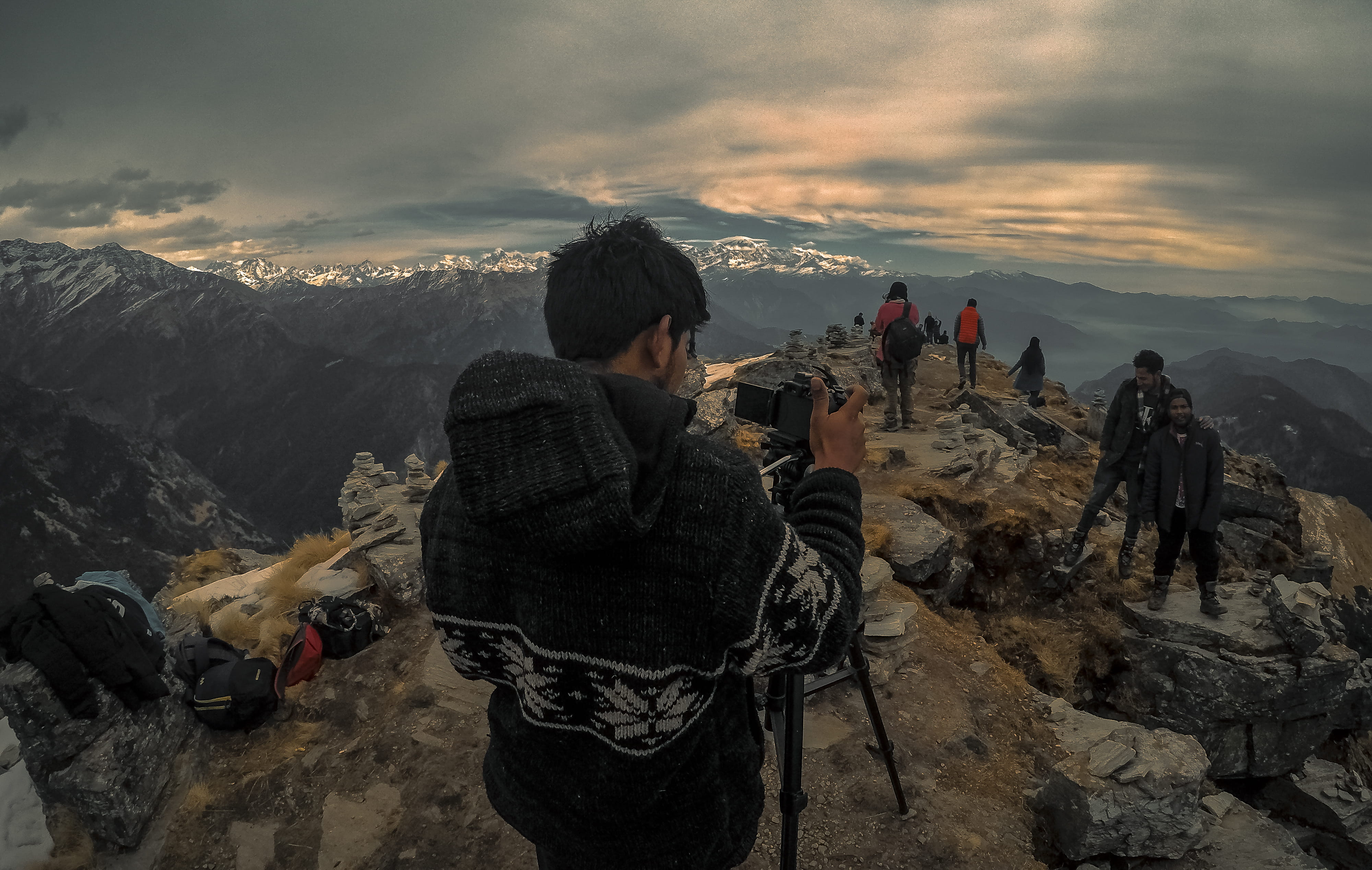 scenic, tranquil, snow, 4K, rear view, photography, adventure, adult, environment, landscape, mountain, real people, backpacker, photographer, sky, activity, HD Wallpaper