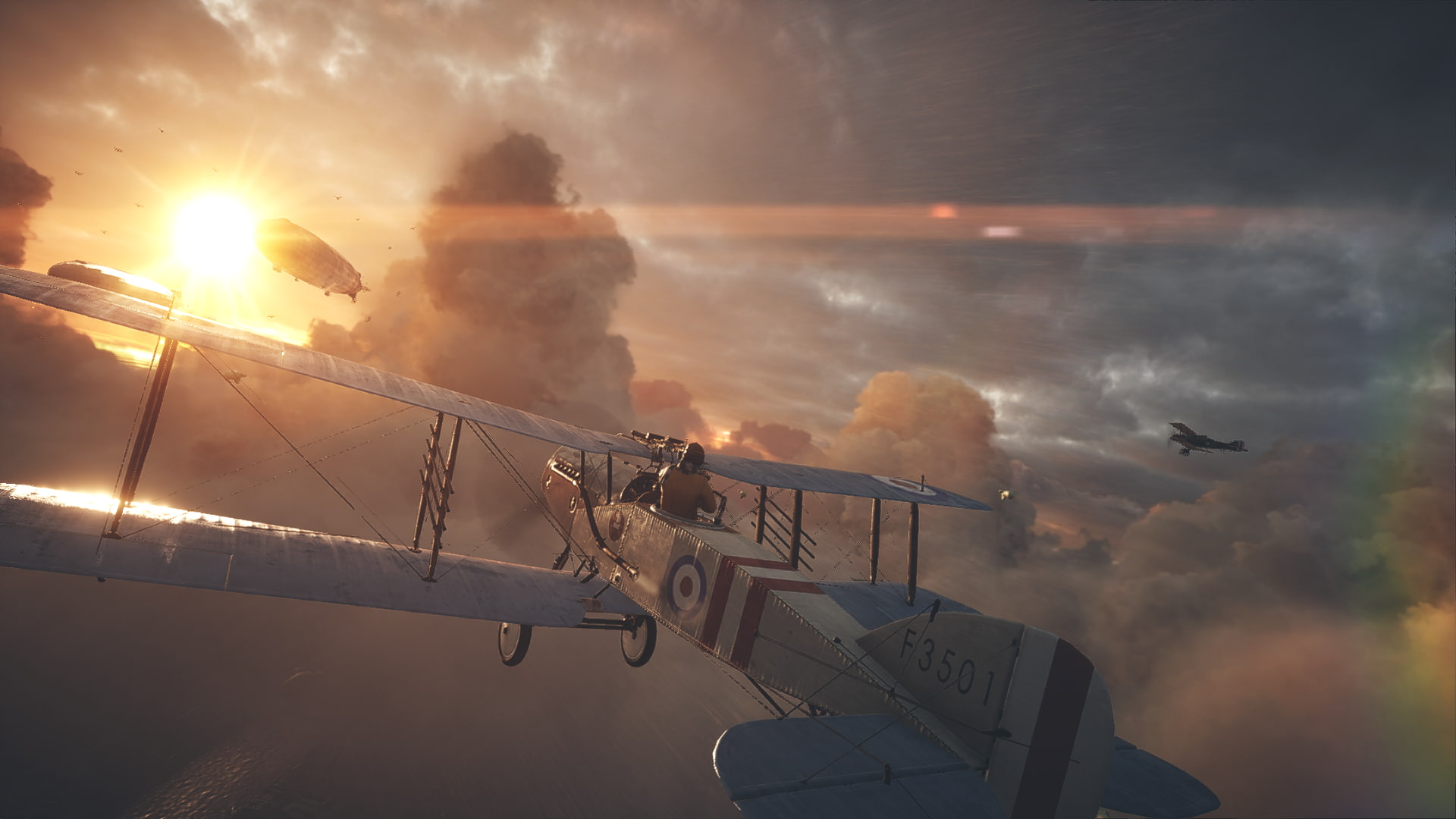 vertebrate, mode of transportation, video games, air vehicle, low angle view, sunset, 1080P, flying, outdoors, nature, airplane, sun, lens flare, orange color, HD Wallpaper