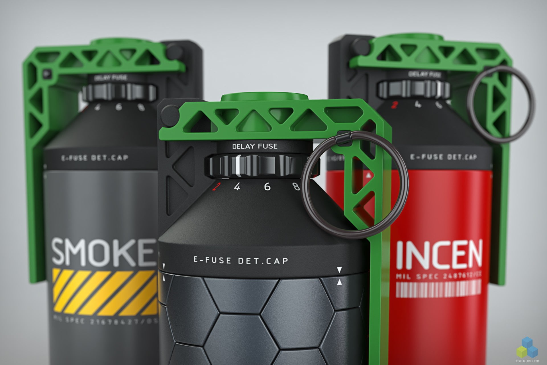 fragmentation, incendiary, hand grenade, by pixelquarry, smoke, 1080P, smoke grenade, fragmentation grenade, grenade, weapon, incendiary grenade, HD Wallpaper