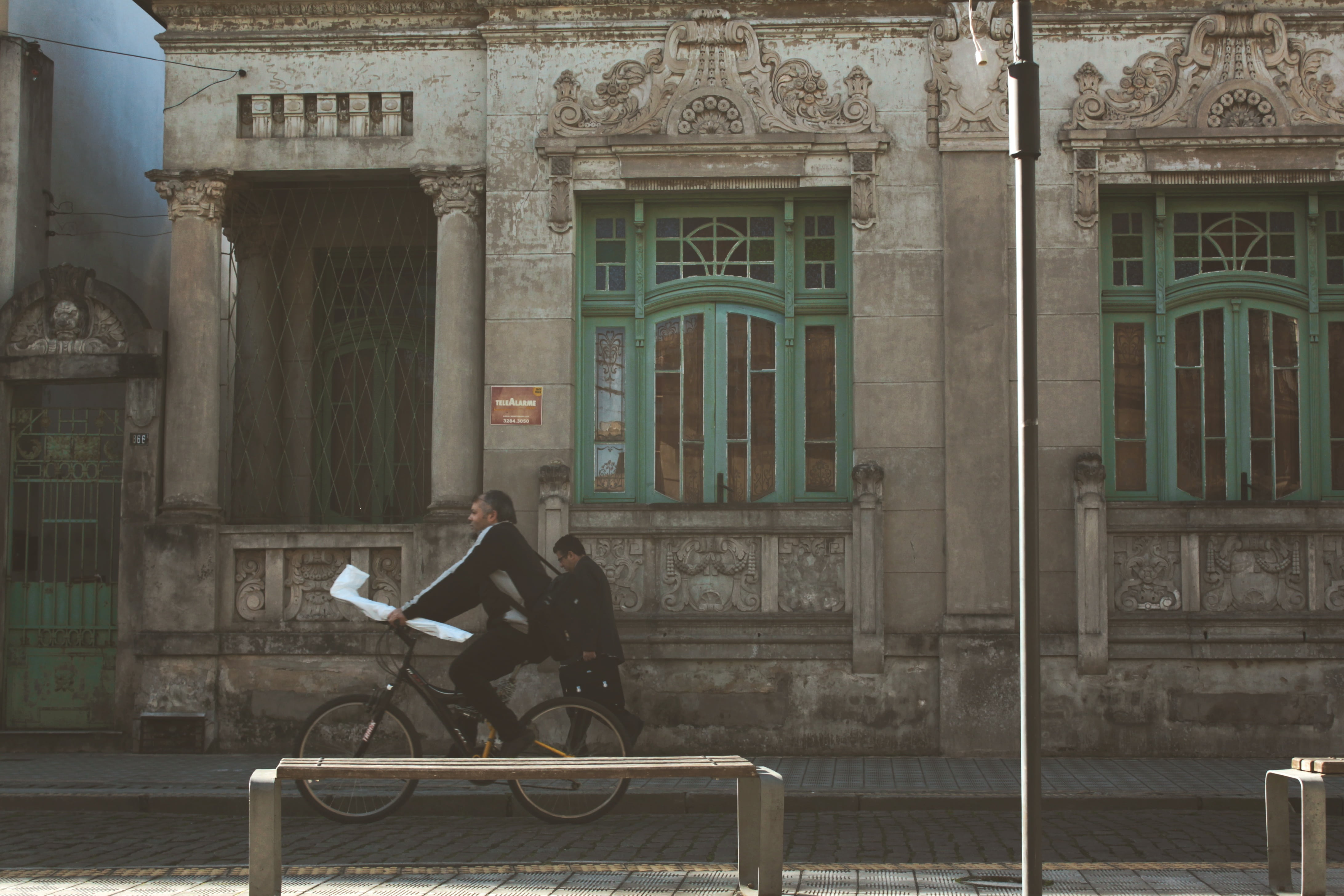 near, city, italy, real people, bench, post, street, mediterranean, concrete, old, grunge, man, cobblestone, road, stone, cycling, outdoors, building exterior, HD Wallpaper