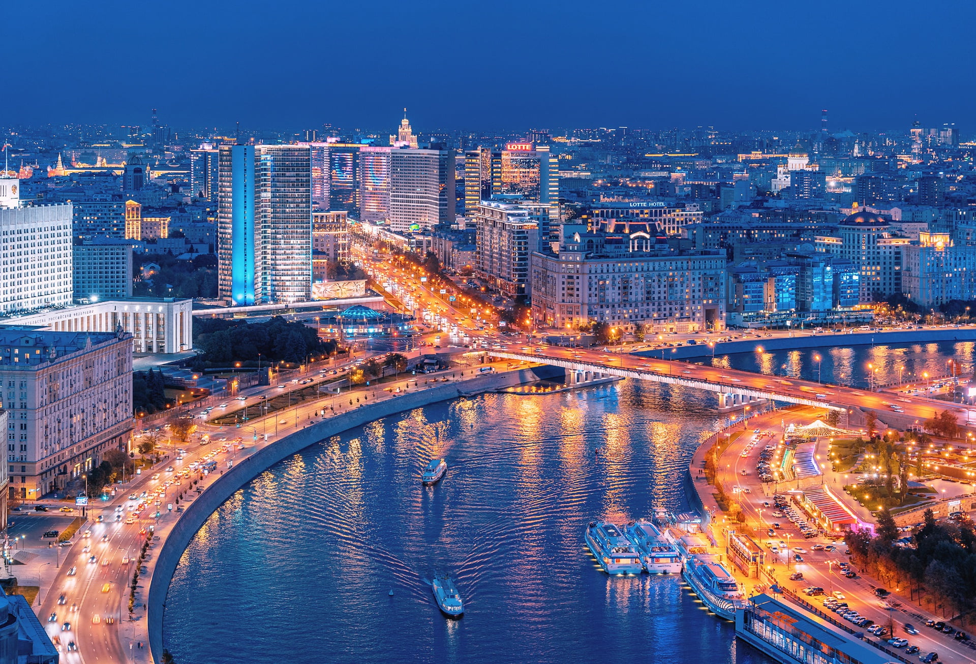 1080P, Moscow, Russia, cityscape, night, lights, HD Wallpaper