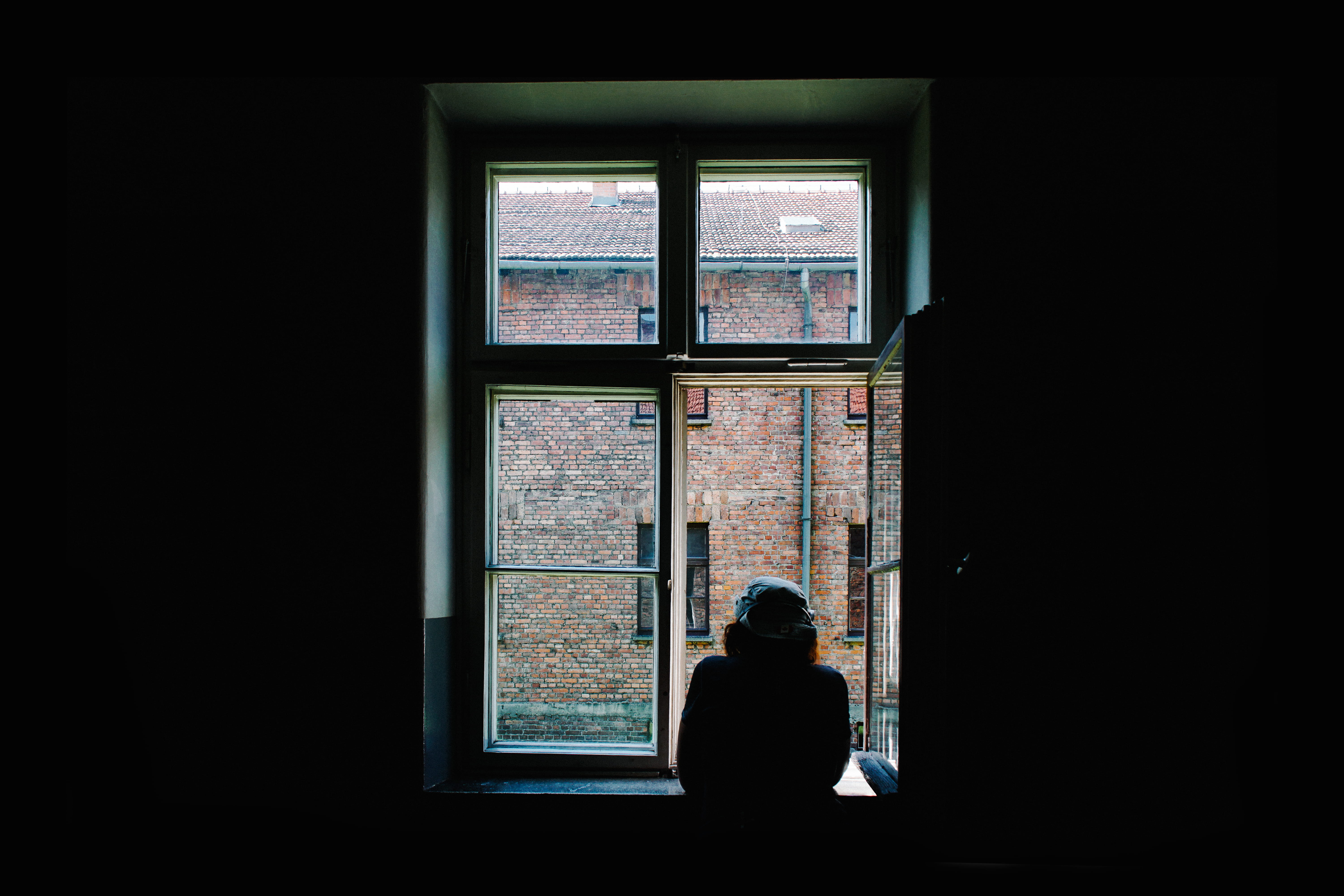 looking, adult, waist up, person, standing, day, real people, building, sunlight, contemplation, window frame, front, 5K, window, depression - sadness, HD Wallpaper