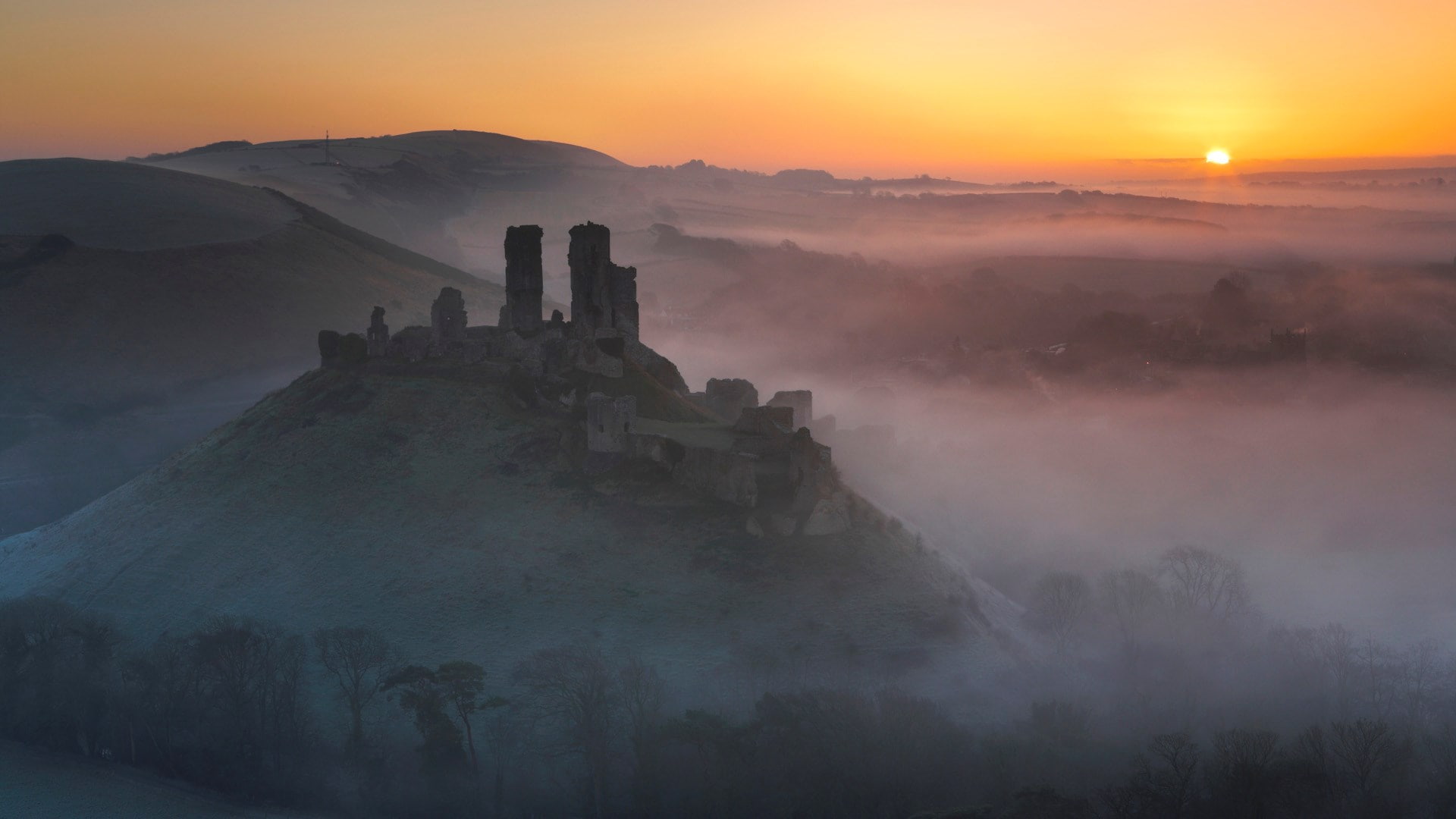 corfe castle, 1080P, HD Wallpaper