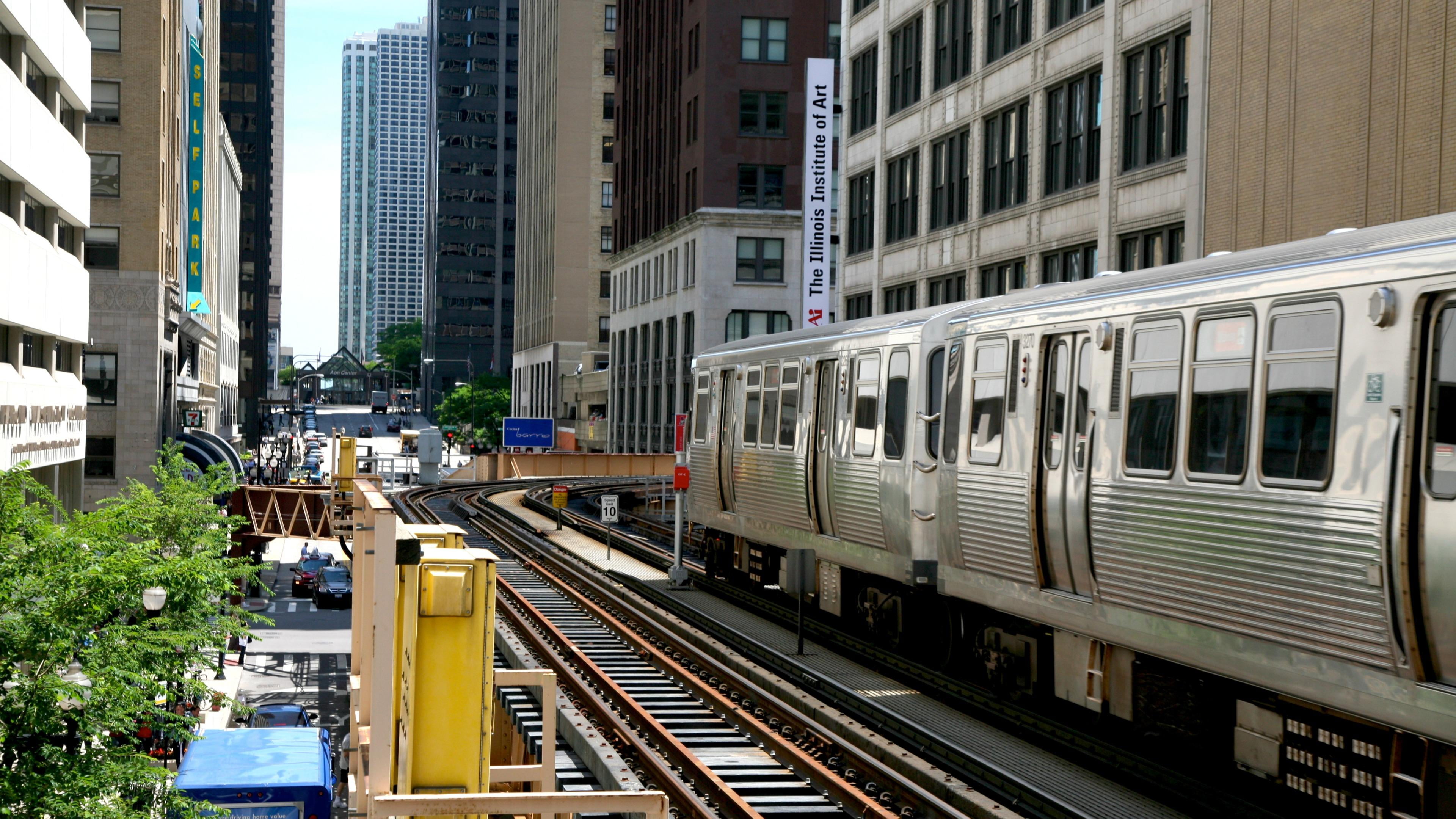 chicago loop, built structure, travel, illinois, ltrain, public transportation, mode of transportation, rail transportation, architecture, railroad car, HD Wallpaper