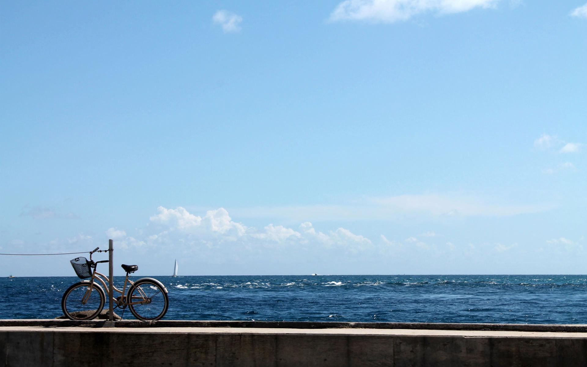 silver, bike, photography, cruiser, bicycle, pier, 1920x1200, 1080P, HD Wallpaper