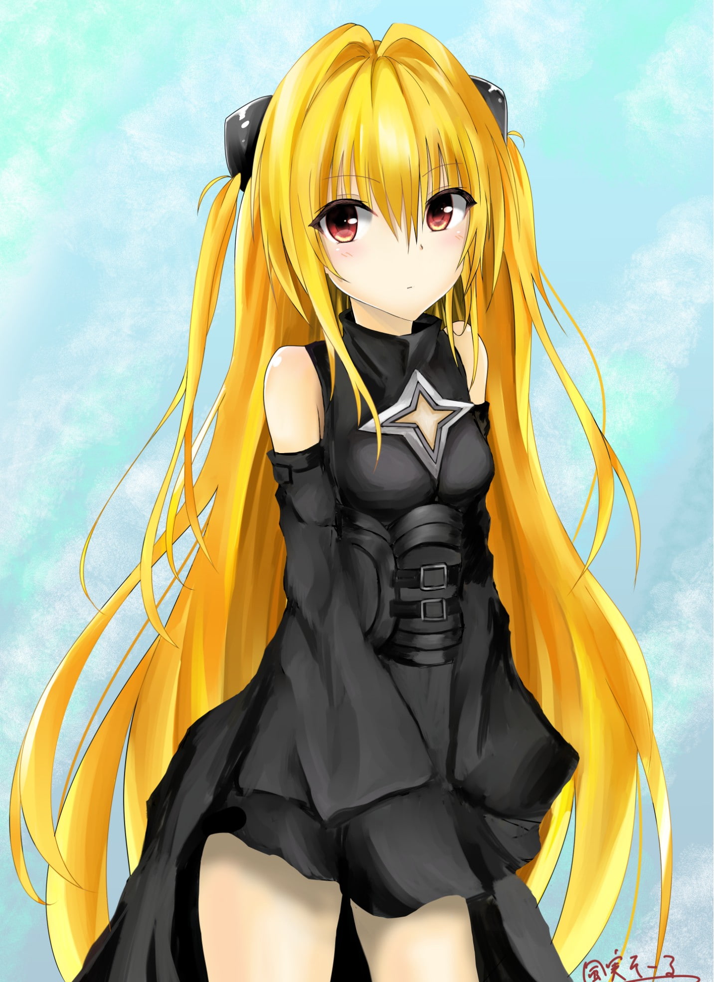 anime girls, Golden Darkness, To Love-ru, 1080P, long hair, yellow hair, anime, To Love-ru Darkness, red eyes, Phone HD Wallpaper