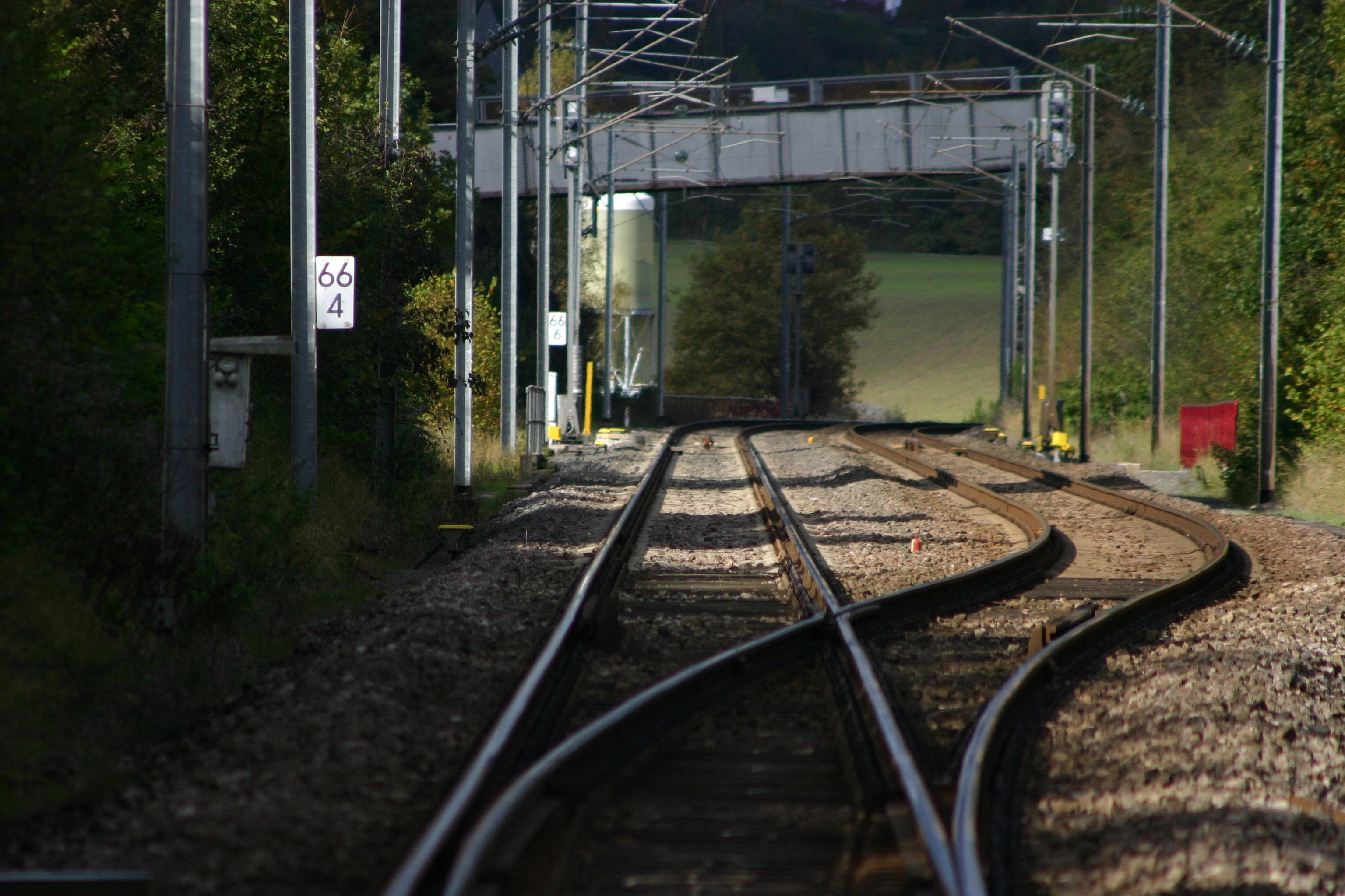 public transportation, photos, 2K, no people, plant, railway signal, railroad Track, Luxembourg, train, signal, rail transportation, connection, tree, HD Wallpaper