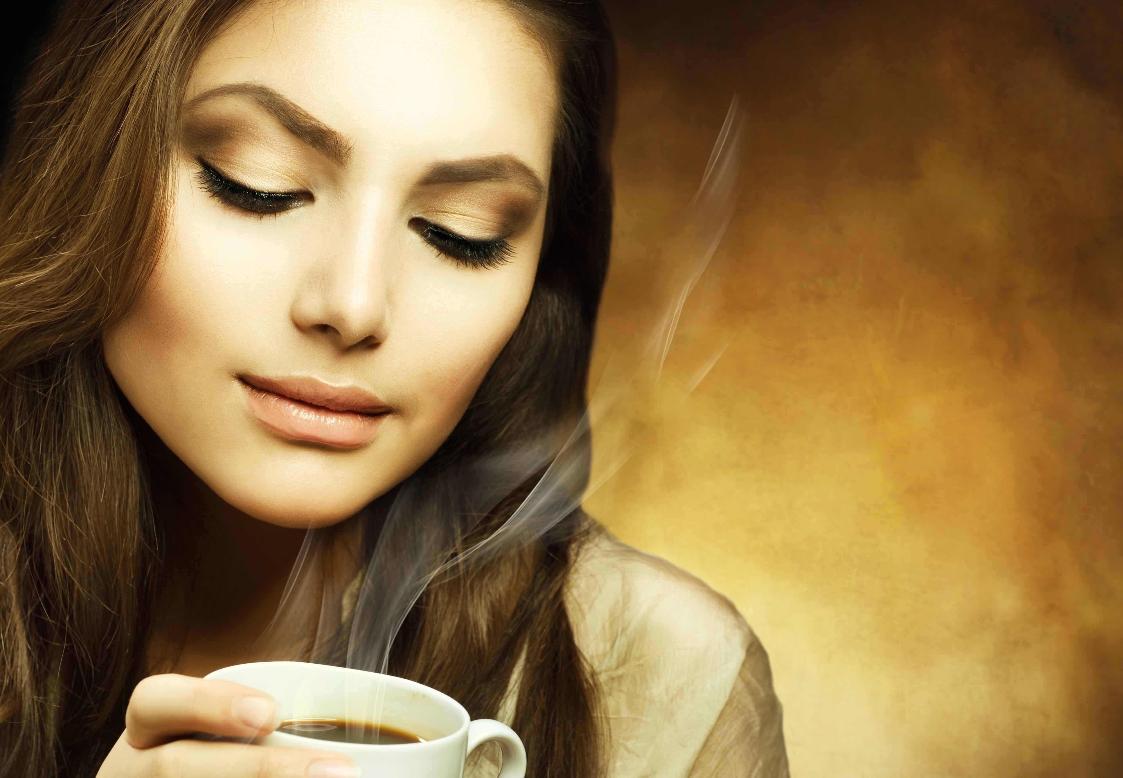 hot drink, refreshment, young adult, drink, headshot, hairstyle, young women, mood, human face, coffee cup, coffee, portrait, beautiful woman, 4K, top, HD Wallpaper