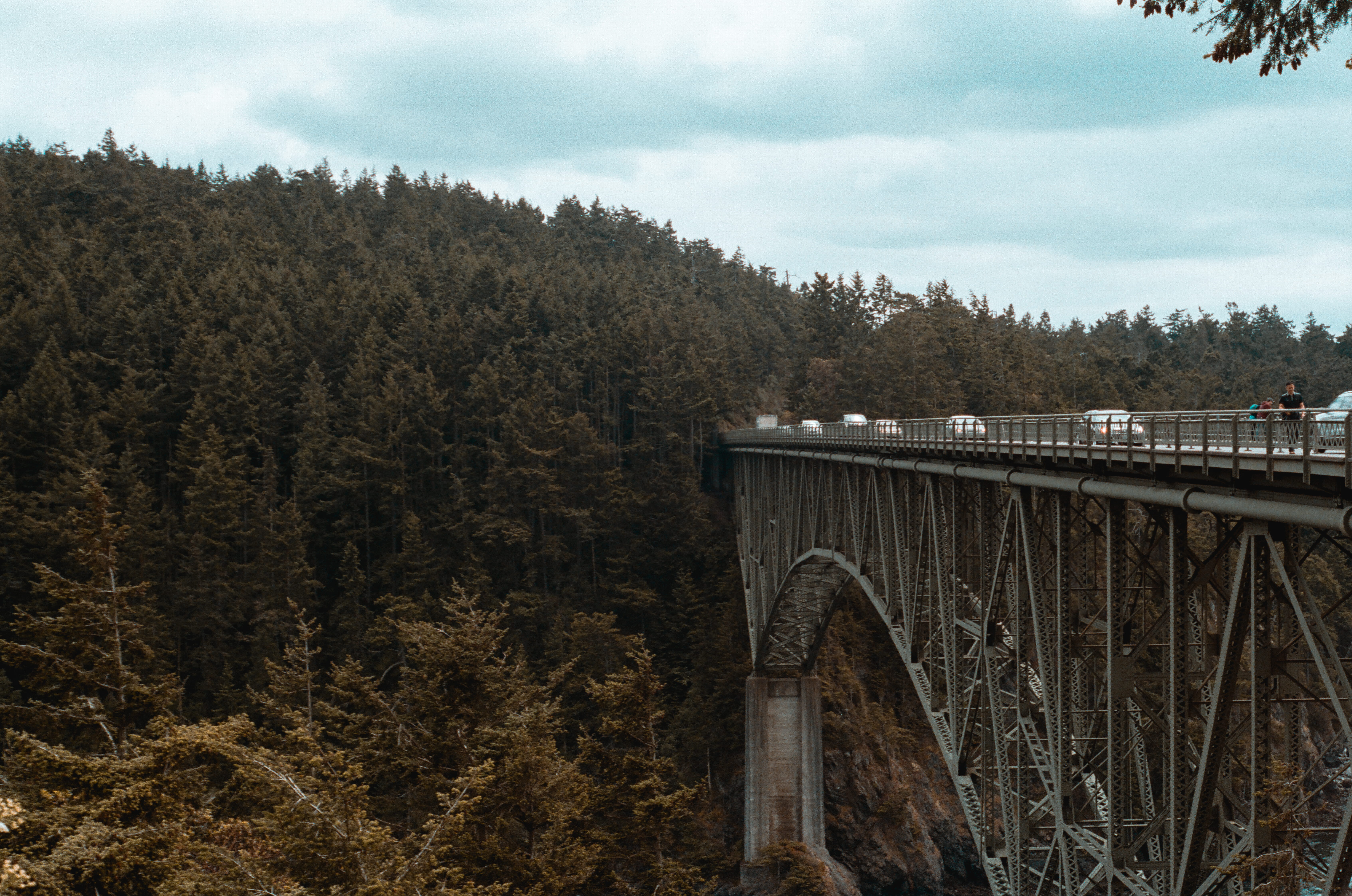 united states, built structure, river, sky, water, deception pass, plant, film, architecture, nature, outdoors, cloudy, transportation, bridge - man made structure, HD Wallpaper
