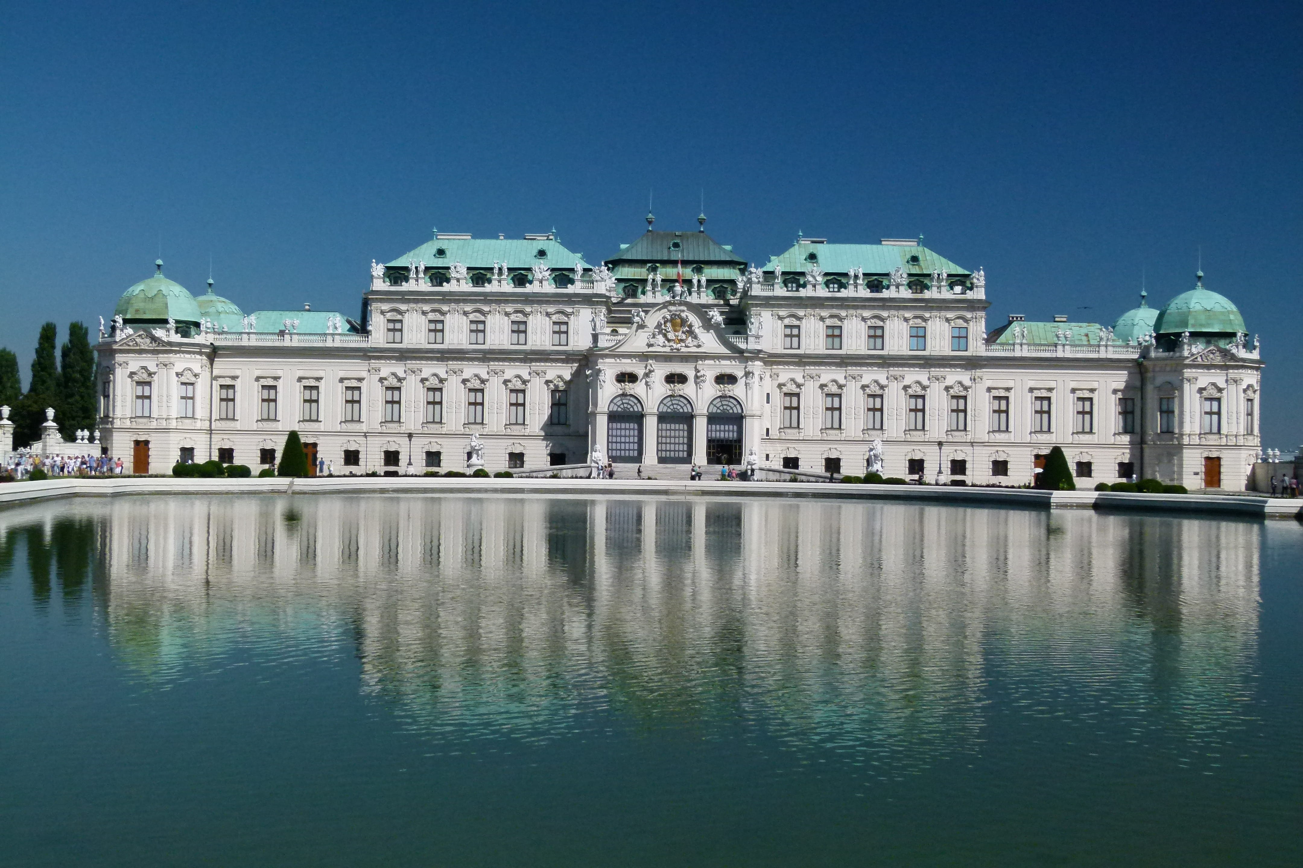 palace, city, history, vienna, architecture, Castle, facade, sky, no people, travel, teal, nature, outdoors, Belvedere, belvedere, the past, austria, architecture And Buildings, HD Wallpaper