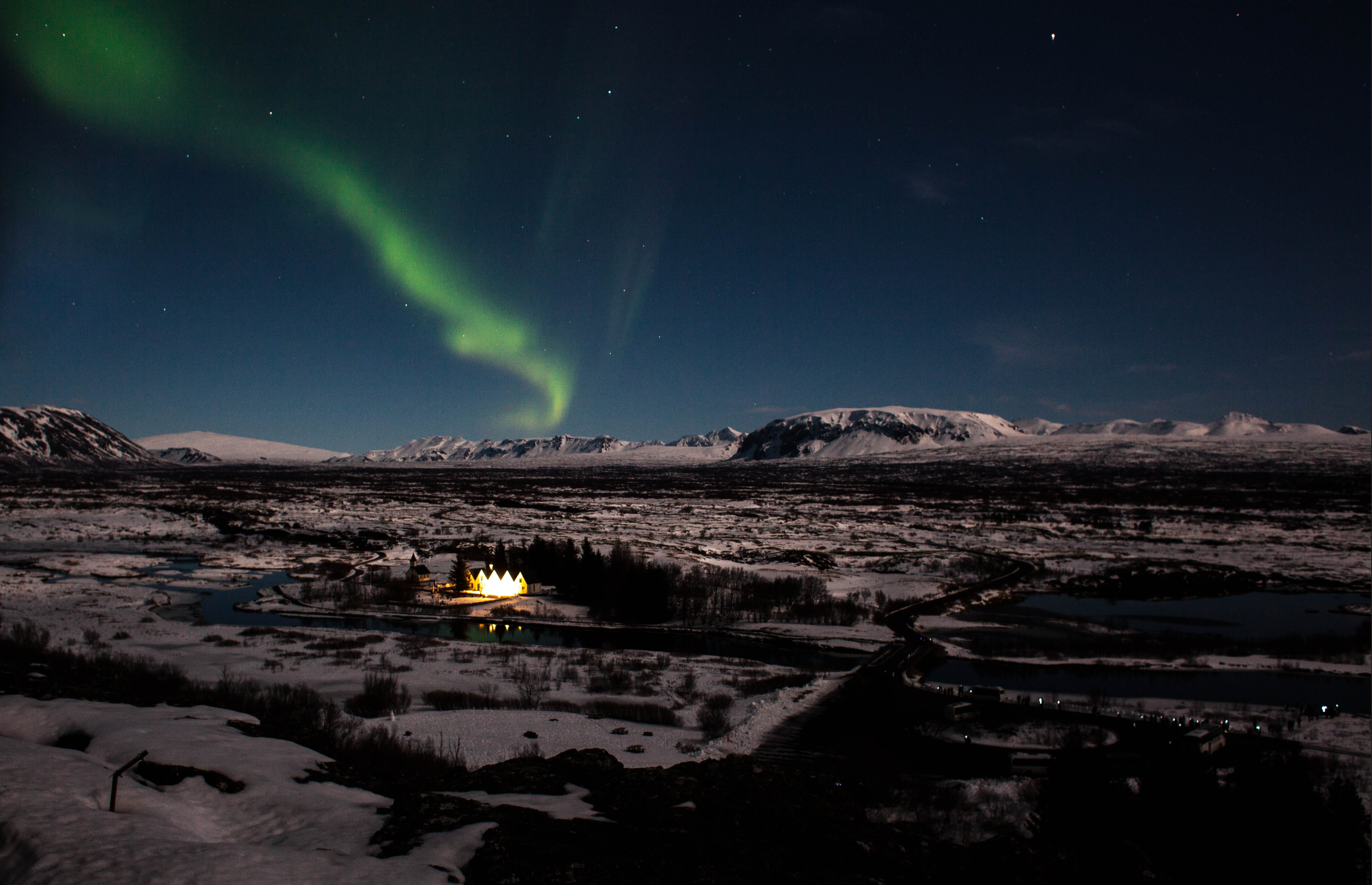 beauty in nature, cold temperature, tranquility, no People, time, scenics, night, 4K, science, aurora, mountains, trees, mountain, aurora polaris, snow, HD Wallpaper