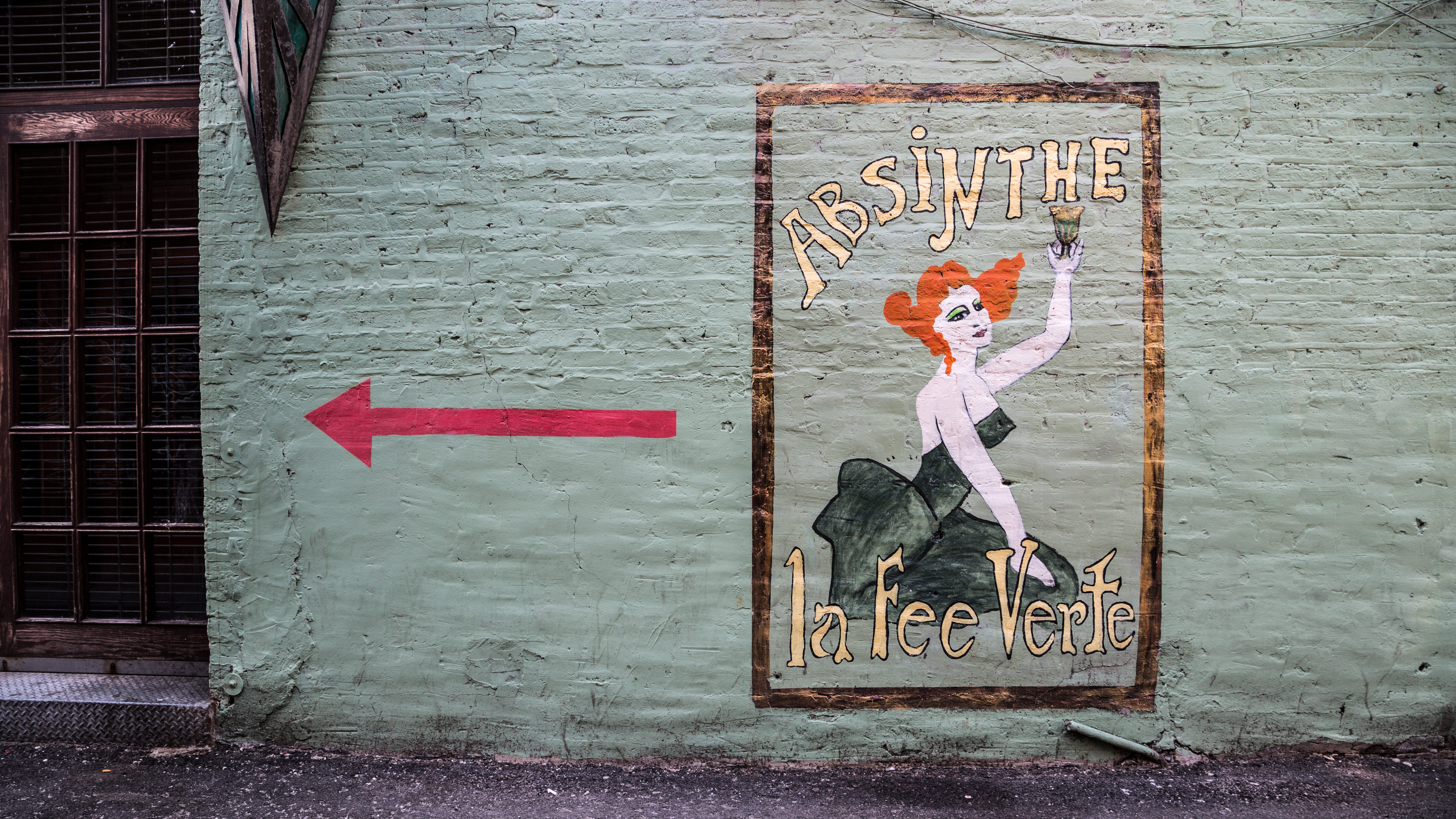 text, wall, brick, right, no people, sign, streetart, la, street art, outdoors, human representation, drink, representation, verte, communication, building exterior, HD Wallpaper