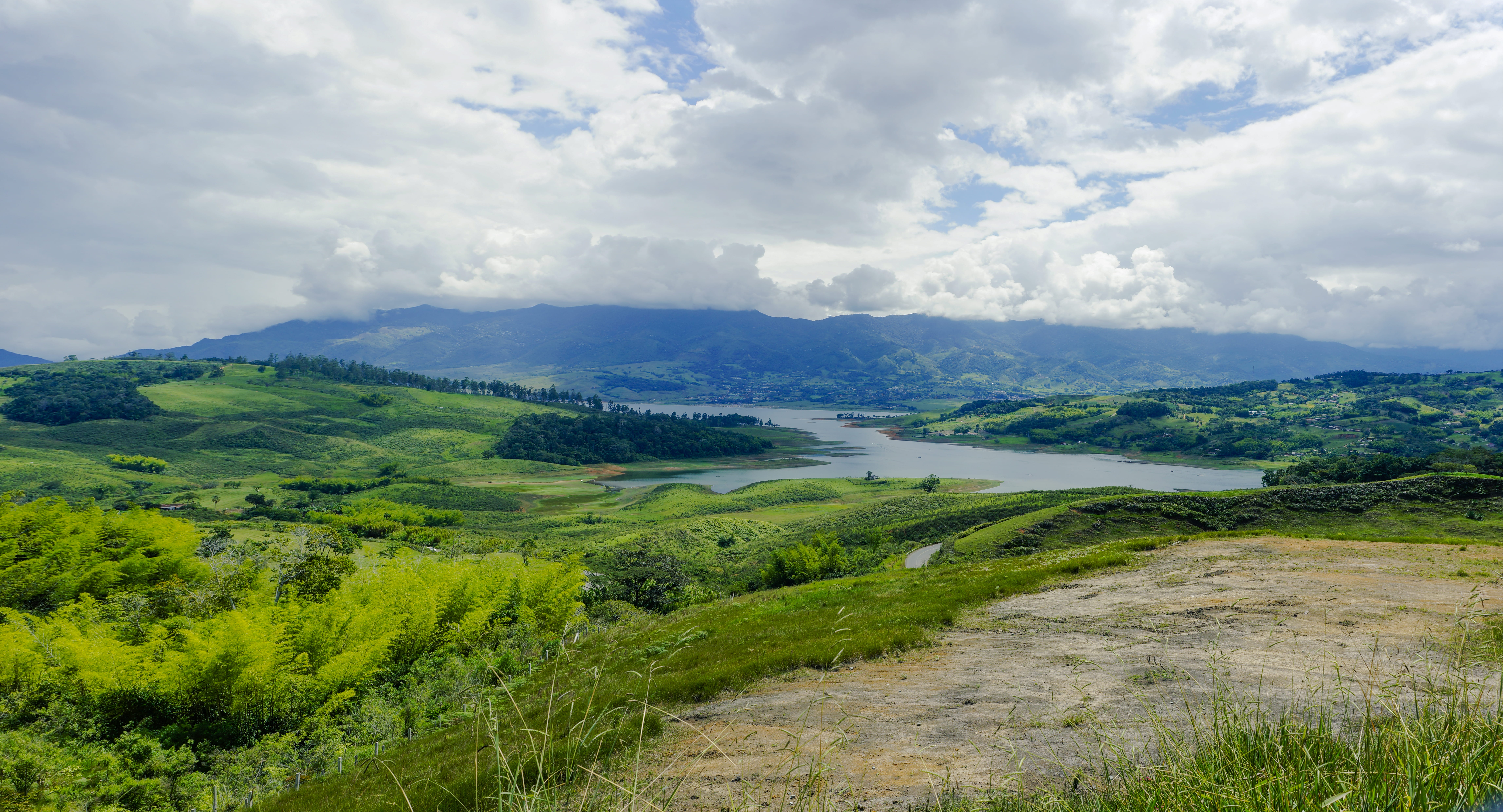 sky, mountain, landscape, paisaje, tranquil scene, grass, tranquility, cloud - sky, rolling landscape, outdoors, green color, cali, scenics - nature, green, HD Wallpaper