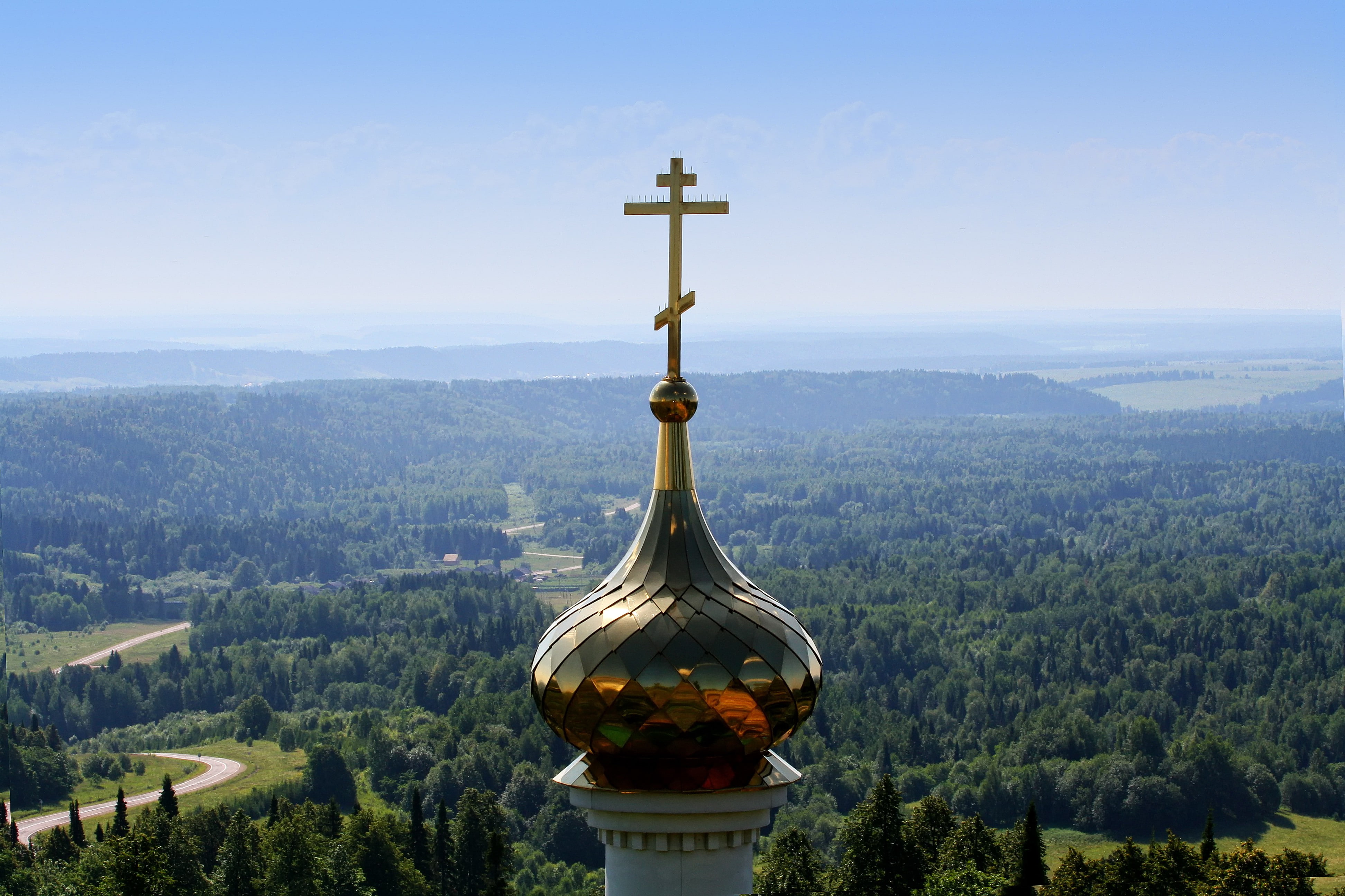 the sky, The dome, Perm Krai, cross, Belogorye, 4K, perm, dal, krai, forest, HD Wallpaper