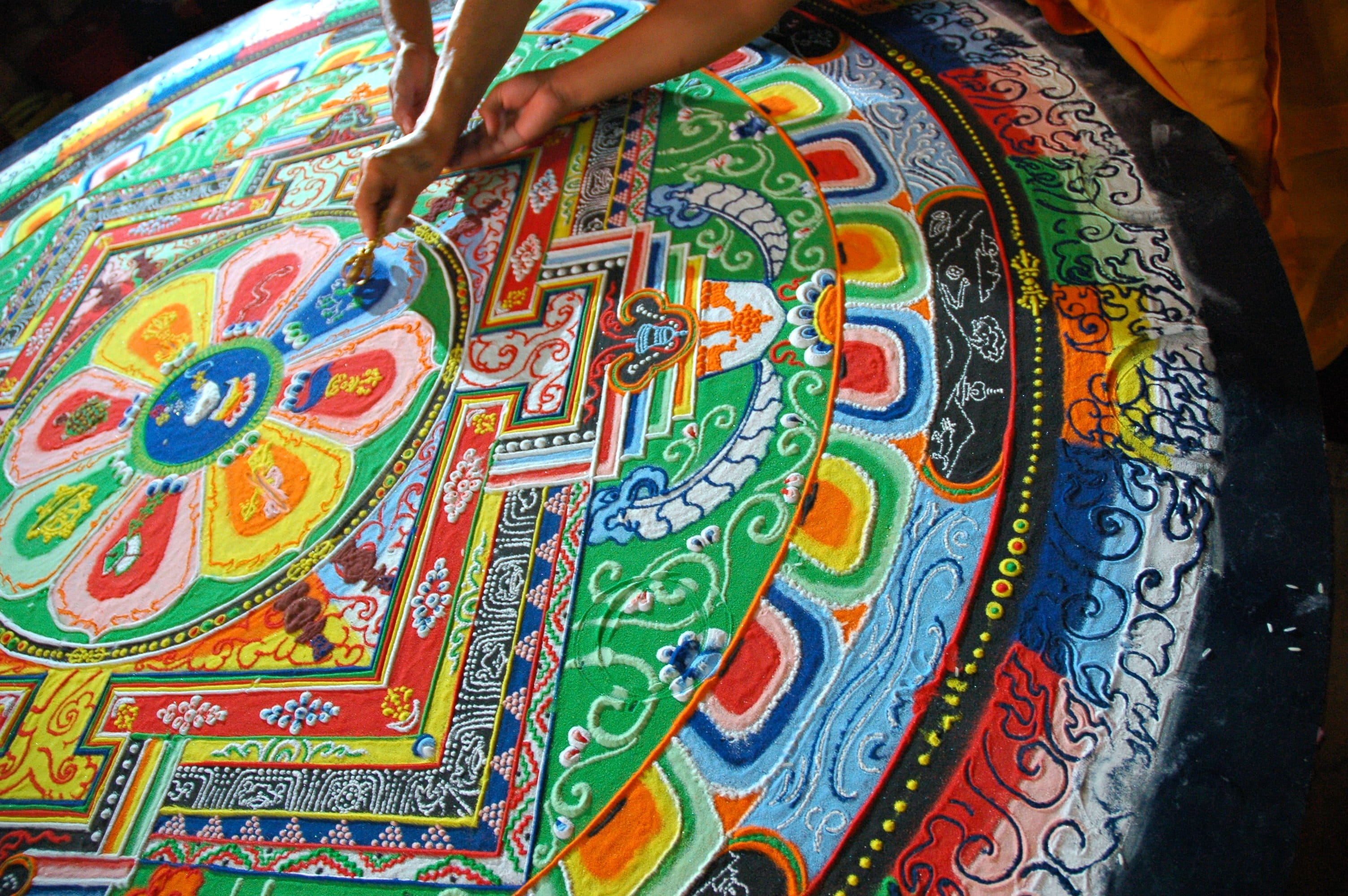 system, multi colored, real people, creativity, kathmandu, art and craft, hevajra mandala, sand, empowerment, floral pattern, human body part, hand, women, HD Wallpaper