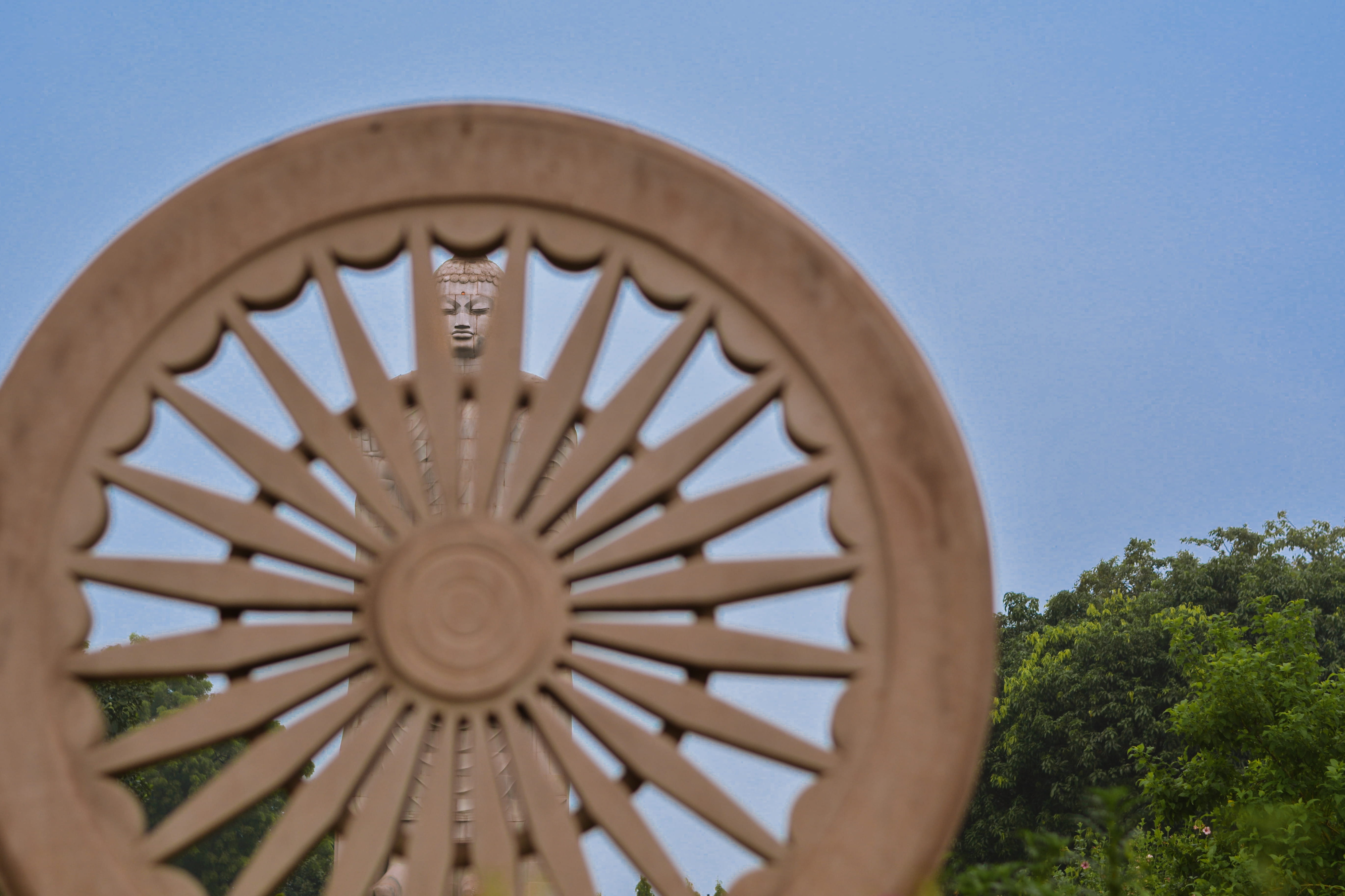 building exterior, gautambuddha, directly below, mind, day, 5K, meditation, sarnath, buddha, india, circle, trance, outdoors, sky, shape, low angle view, HD Wallpaper