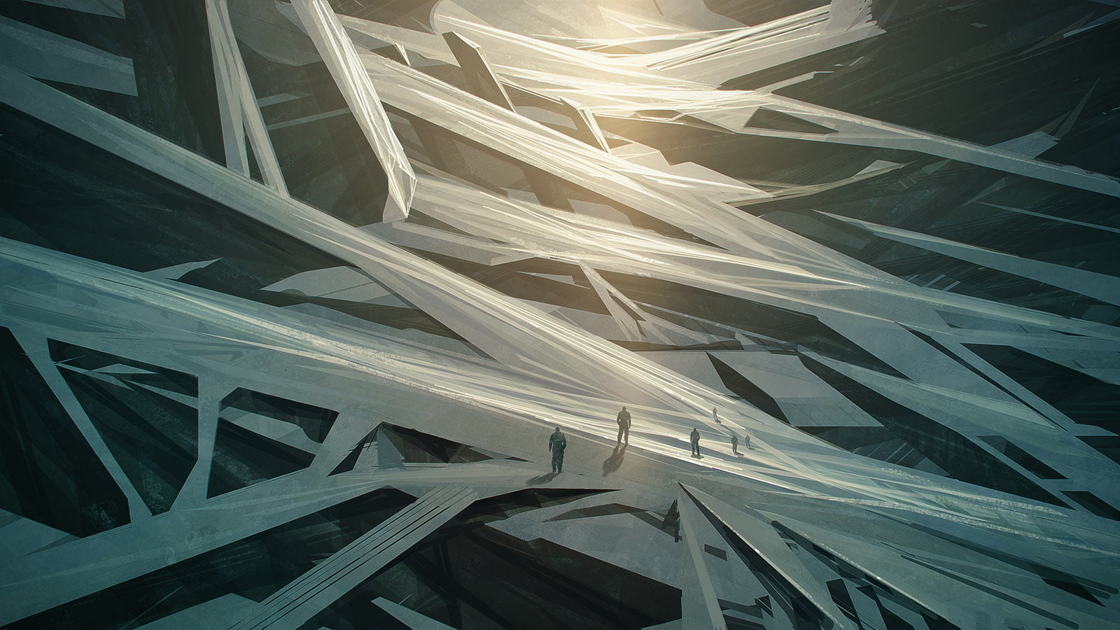 abstract, built structure, landscape, digital art, framed, white, beauty in nature, close-up, 720P, plant part, pattern, design, palm leaf, textured, night, HD Wallpaper