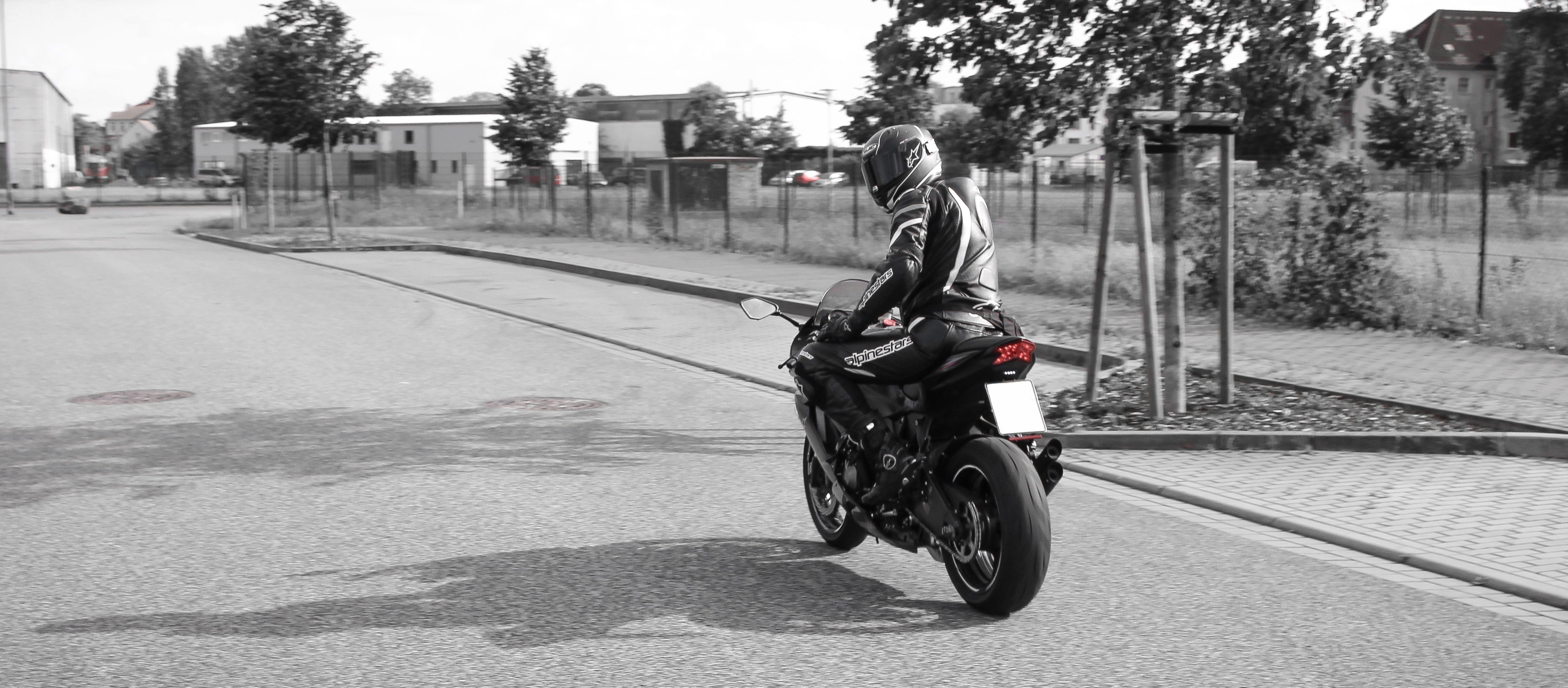 tree, sport, outdoors, grayscale, day, ride, road, one person, riding, Biker, 4K, fun, motorcycling, bike, architecture, street, bicycle, lifestyles, man, HD Wallpaper