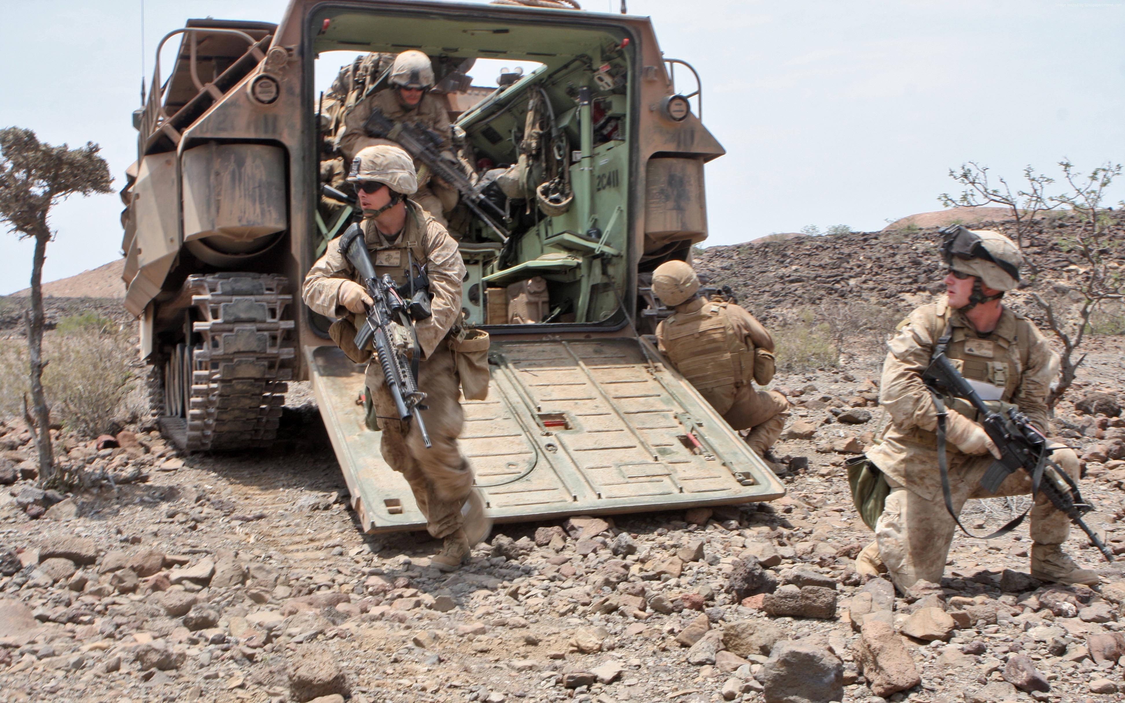 assault amphibious vehicle, 4K, U.S. Marine, AAV, amtrack, LVTP-7, U.S. Army, HD Wallpaper