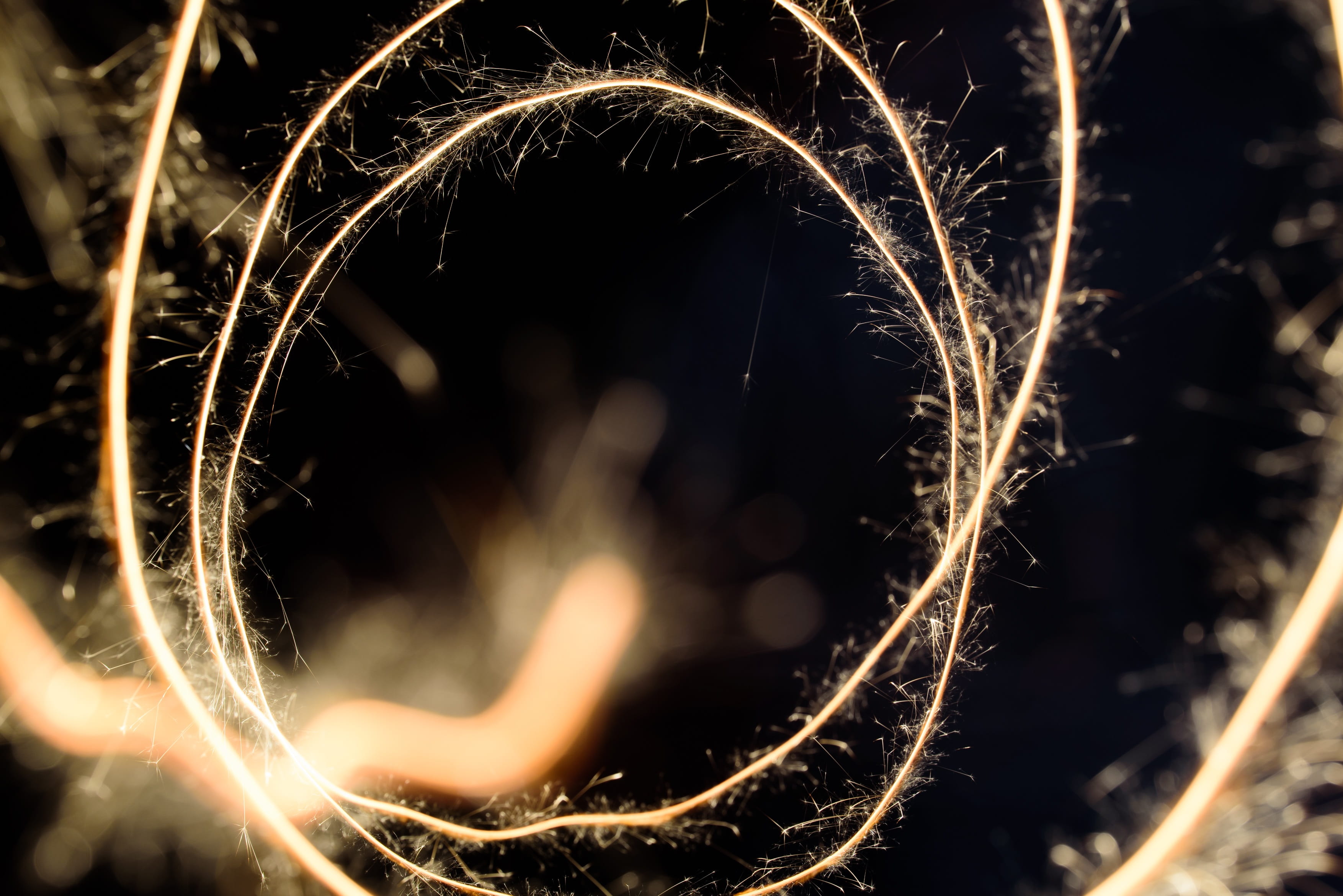 lighting, timelapse, new year, bright, glowing, burning, shape, background, light trail, magic, decoration, sparks, to shine, effect, birthday, orange color, HD Wallpaper