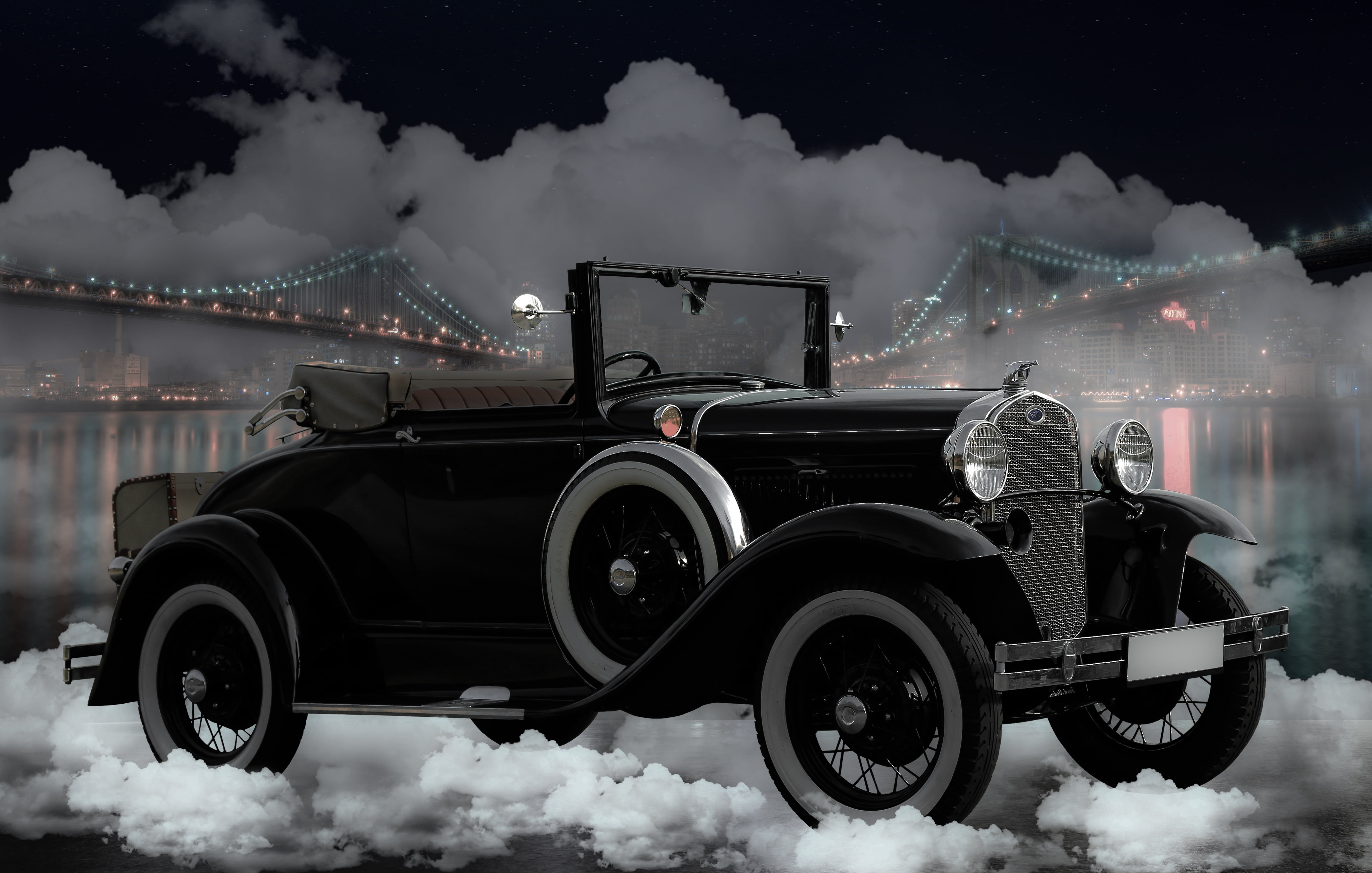 architecture, bridge, night, building exterior, mature, clouds, travel, cabriolet, no people, cold temperature, auto, mode of transportation, nostalgia, HD Wallpaper
